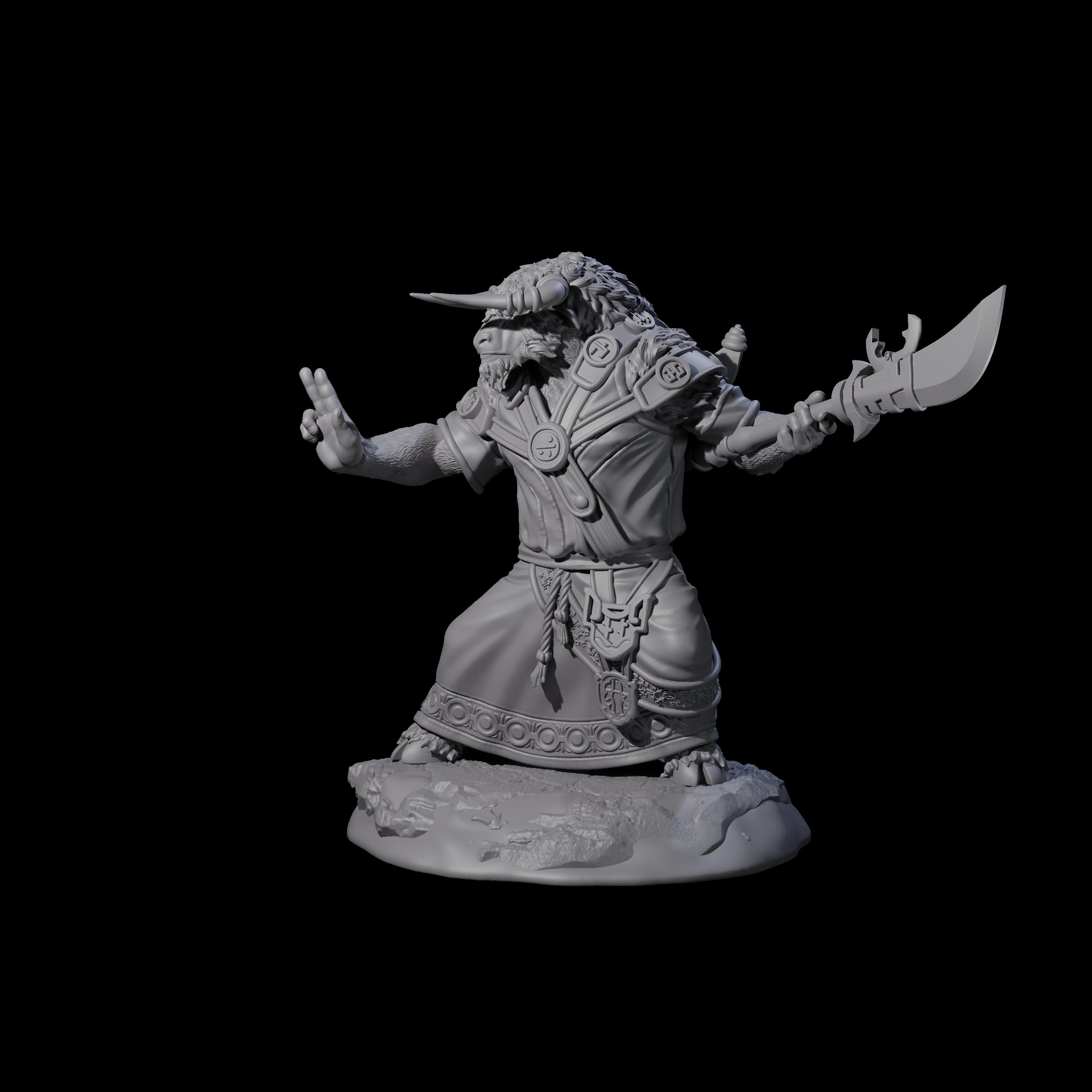 Civilised Yakfolk B Miniature for Dungeons and Dragons, Pathfinder or other TTRPGs