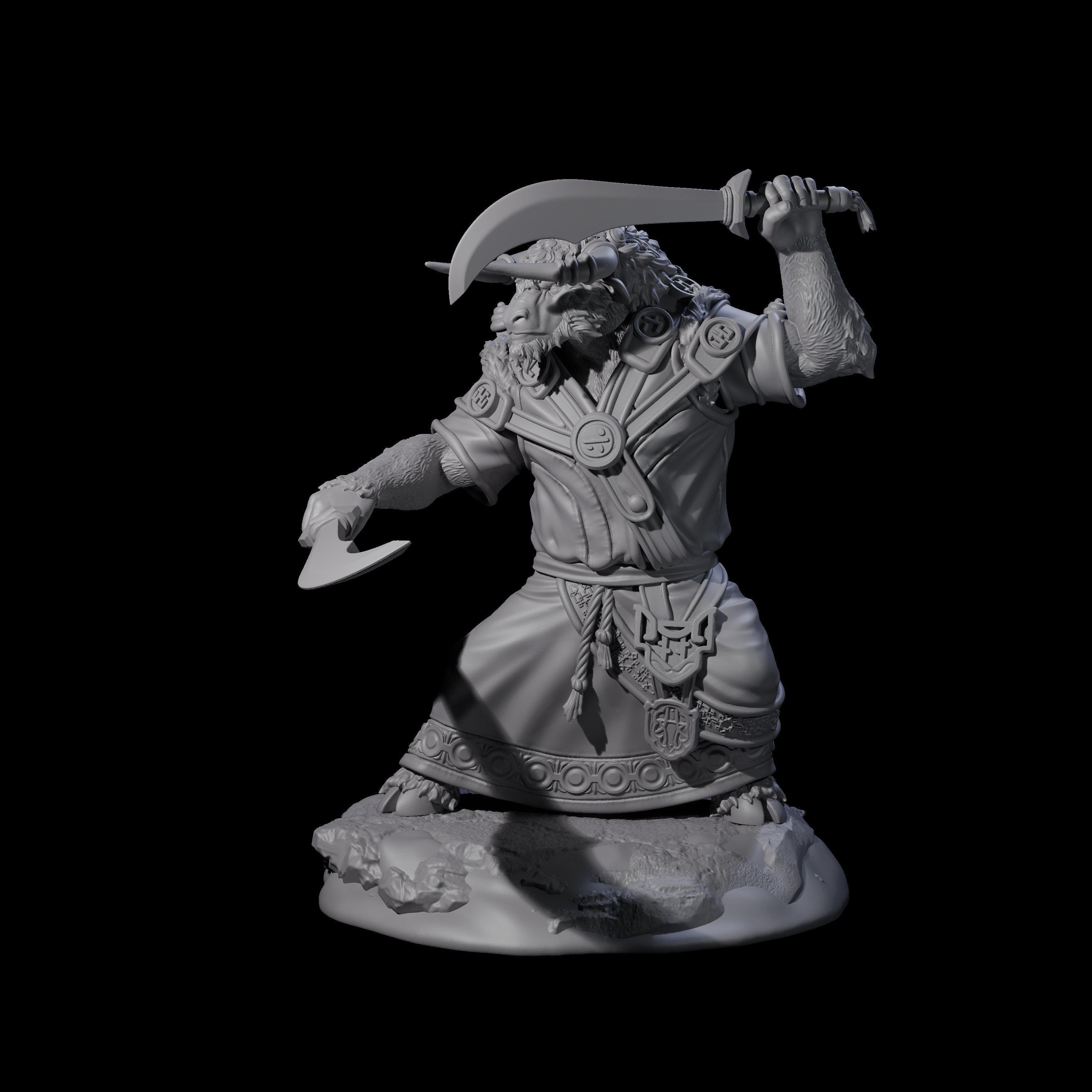 Civilised Yakfolk C Miniature for Dungeons and Dragons, Pathfinder or other TTRPGs