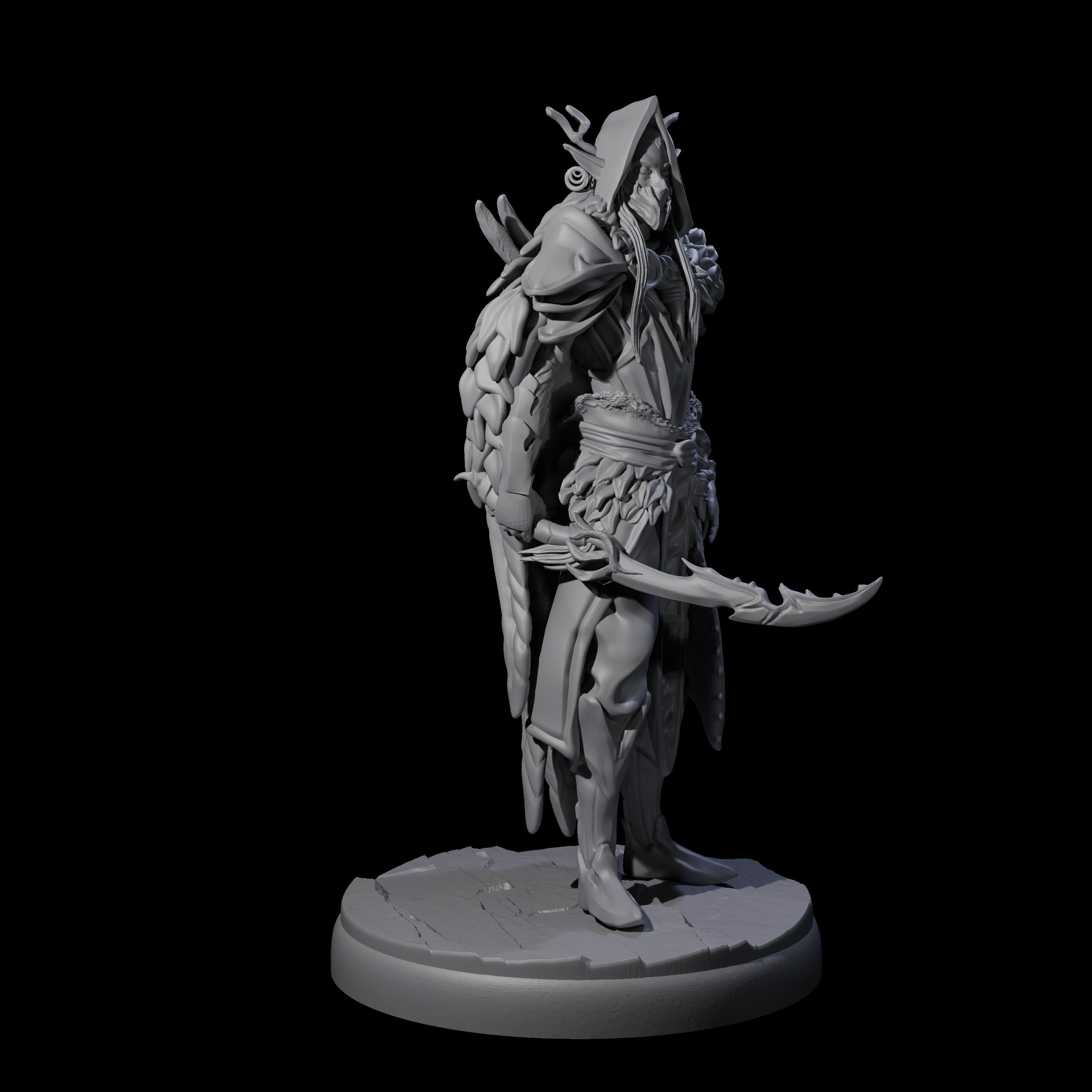 Cloaked Dark Elf Assassin C Miniature for Dungeons and Dragons, Pathfinder or other TTRPGs