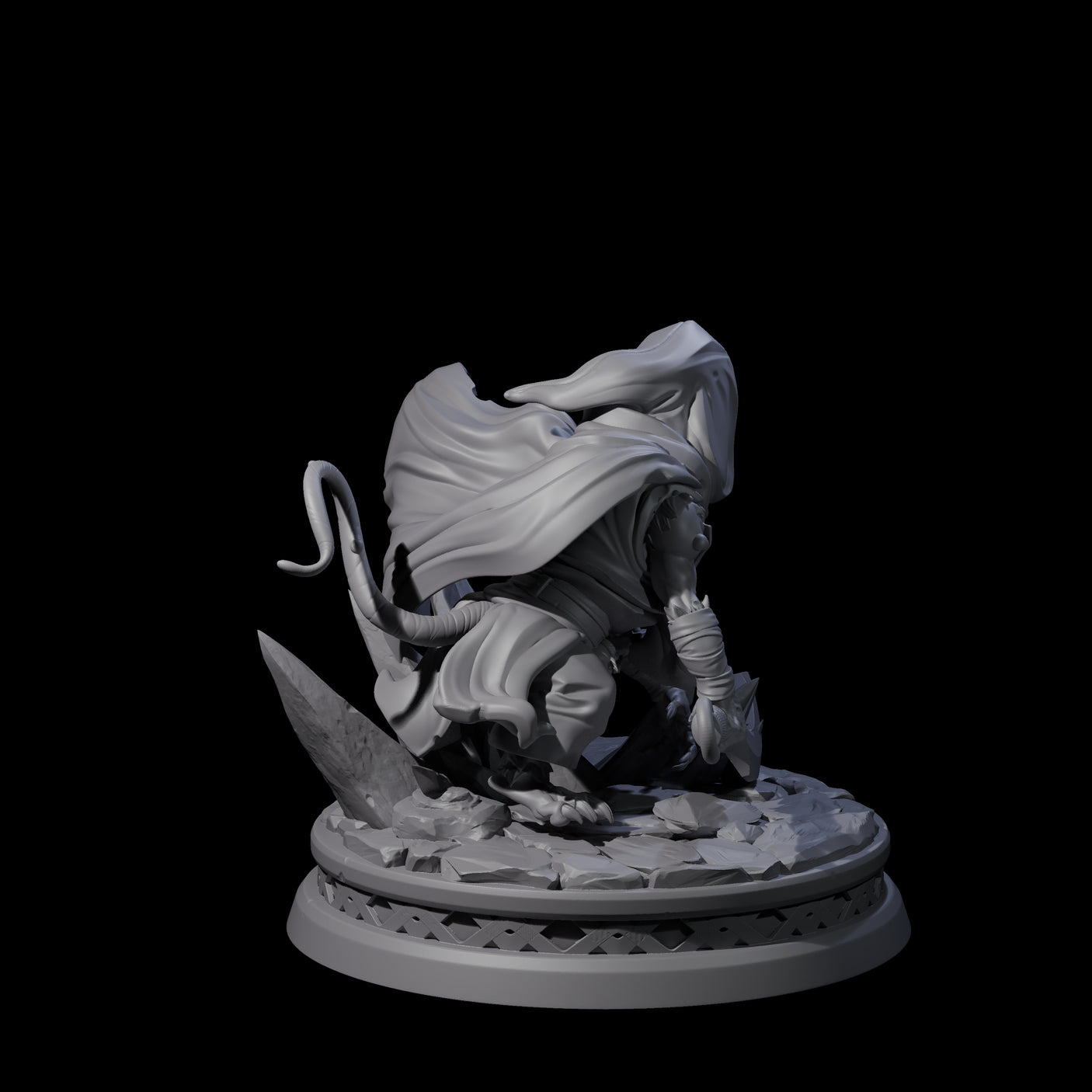 Cloaked Ratfolk Rogue Miniature for Dungeons and Dragons, Pathfinder or other TTRPGs