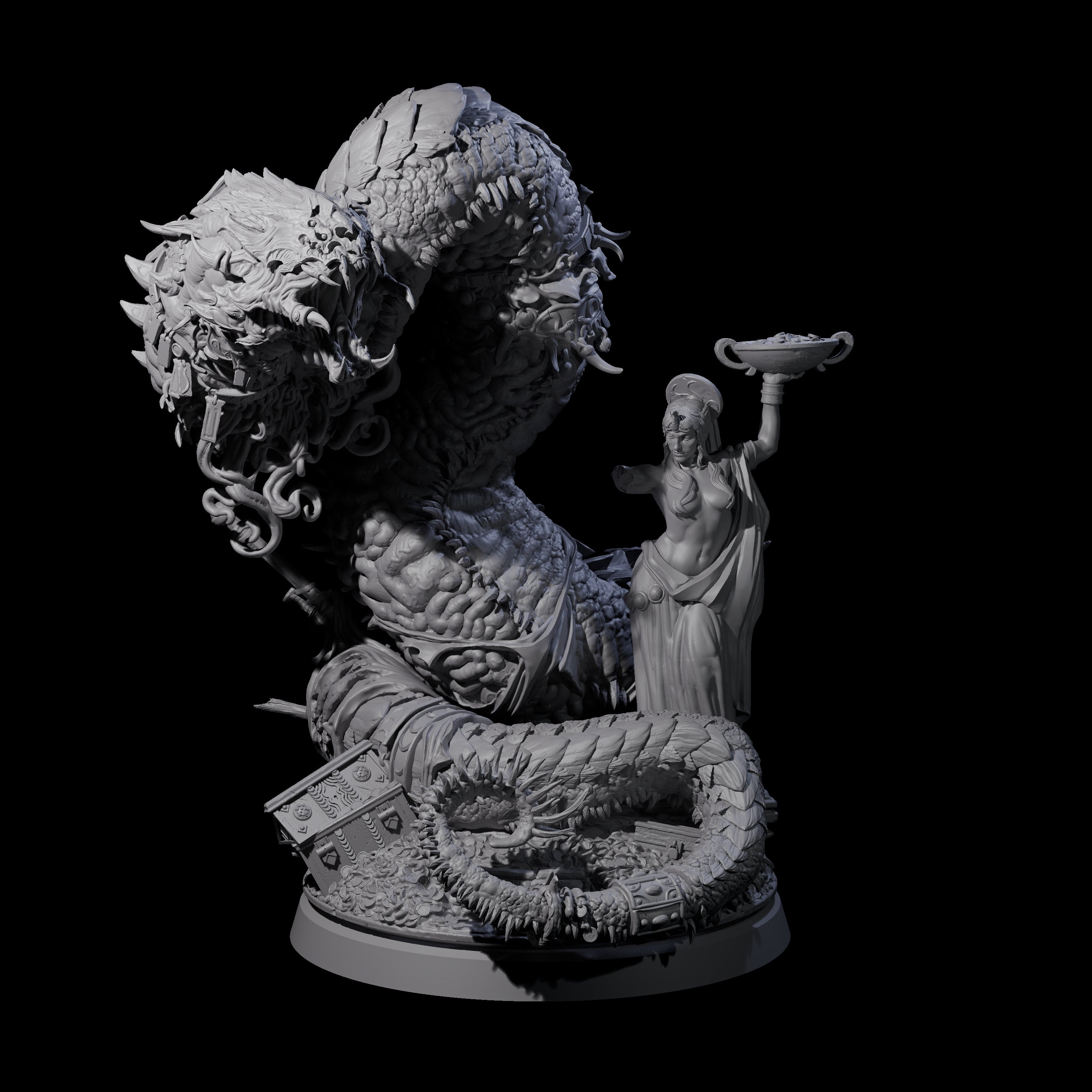 Coiled Ancient Linnorm Miniature for Dungeons and Dragons, Pathfinder or other TTRPGs