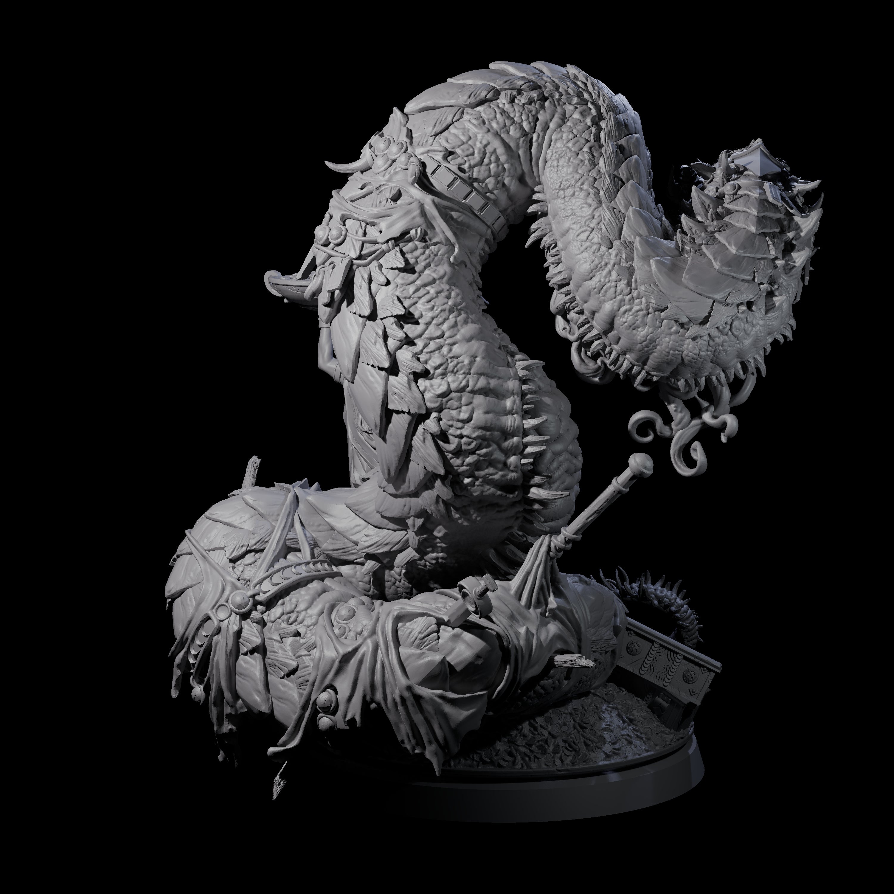 Coiled Ancient Linnorm Miniature for Dungeons and Dragons, Pathfinder or other TTRPGs