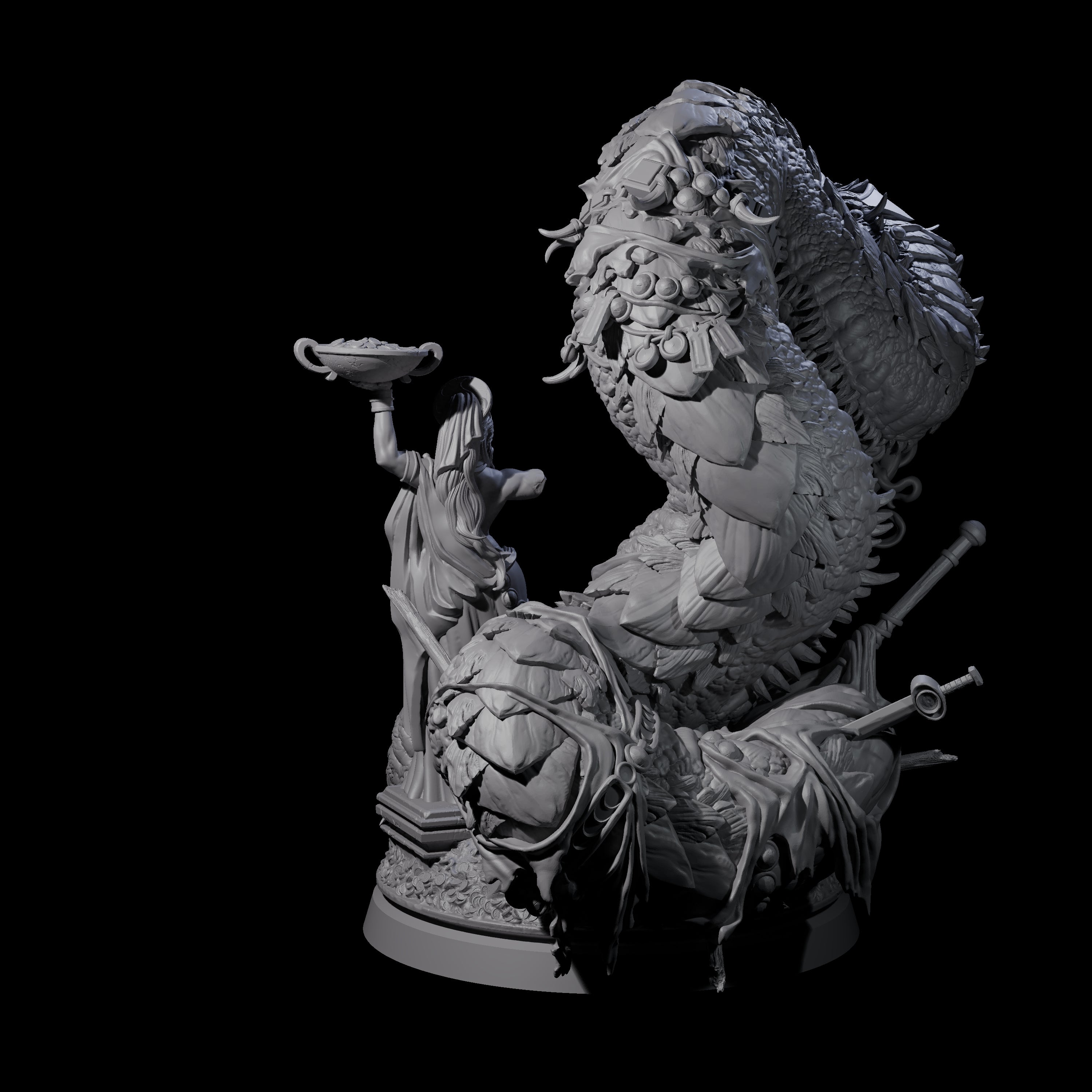 Coiled Ancient Linnorm Miniature for Dungeons and Dragons, Pathfinder or other TTRPGs