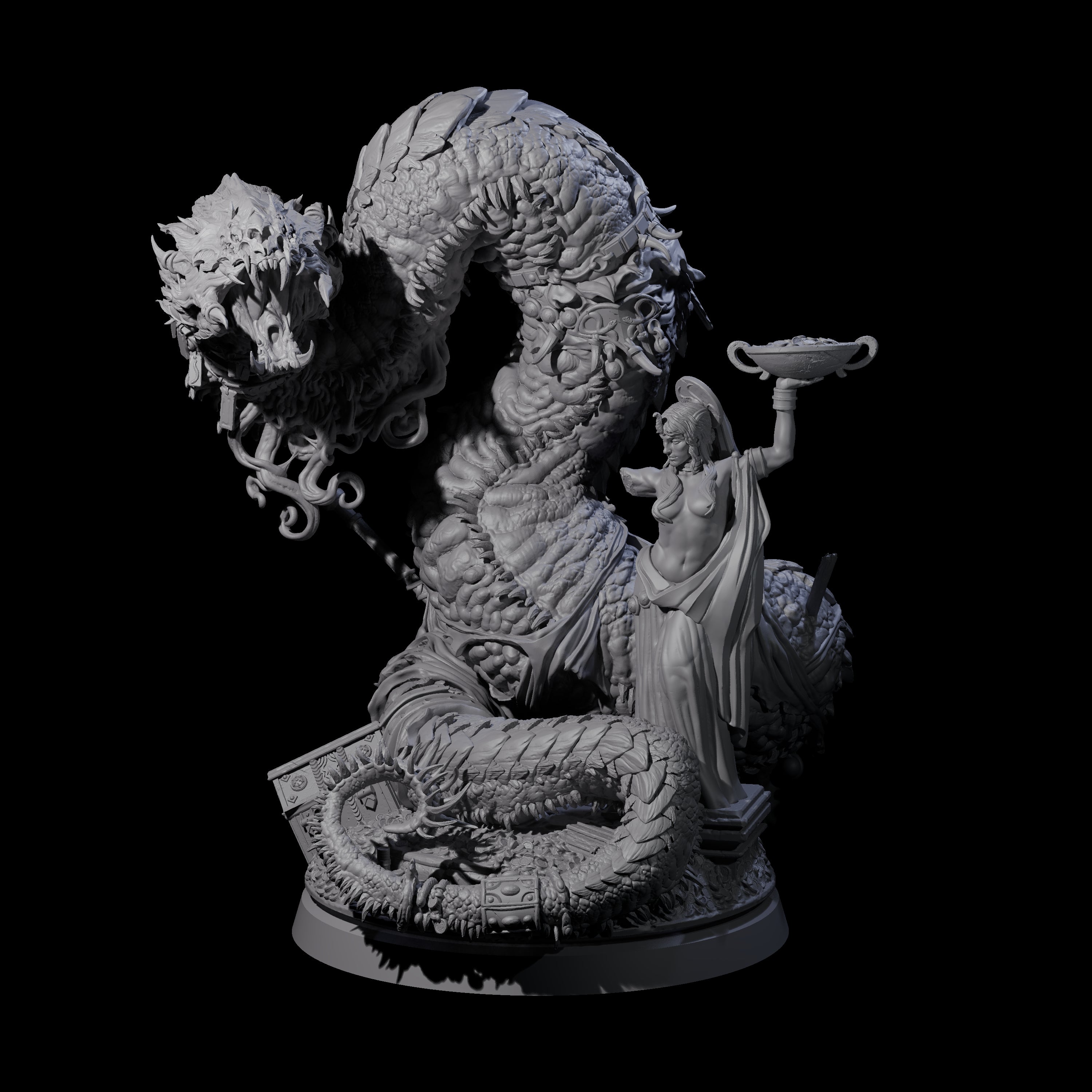 Coiled Ancient Linnorm Miniature for Dungeons and Dragons, Pathfinder or other TTRPGs
