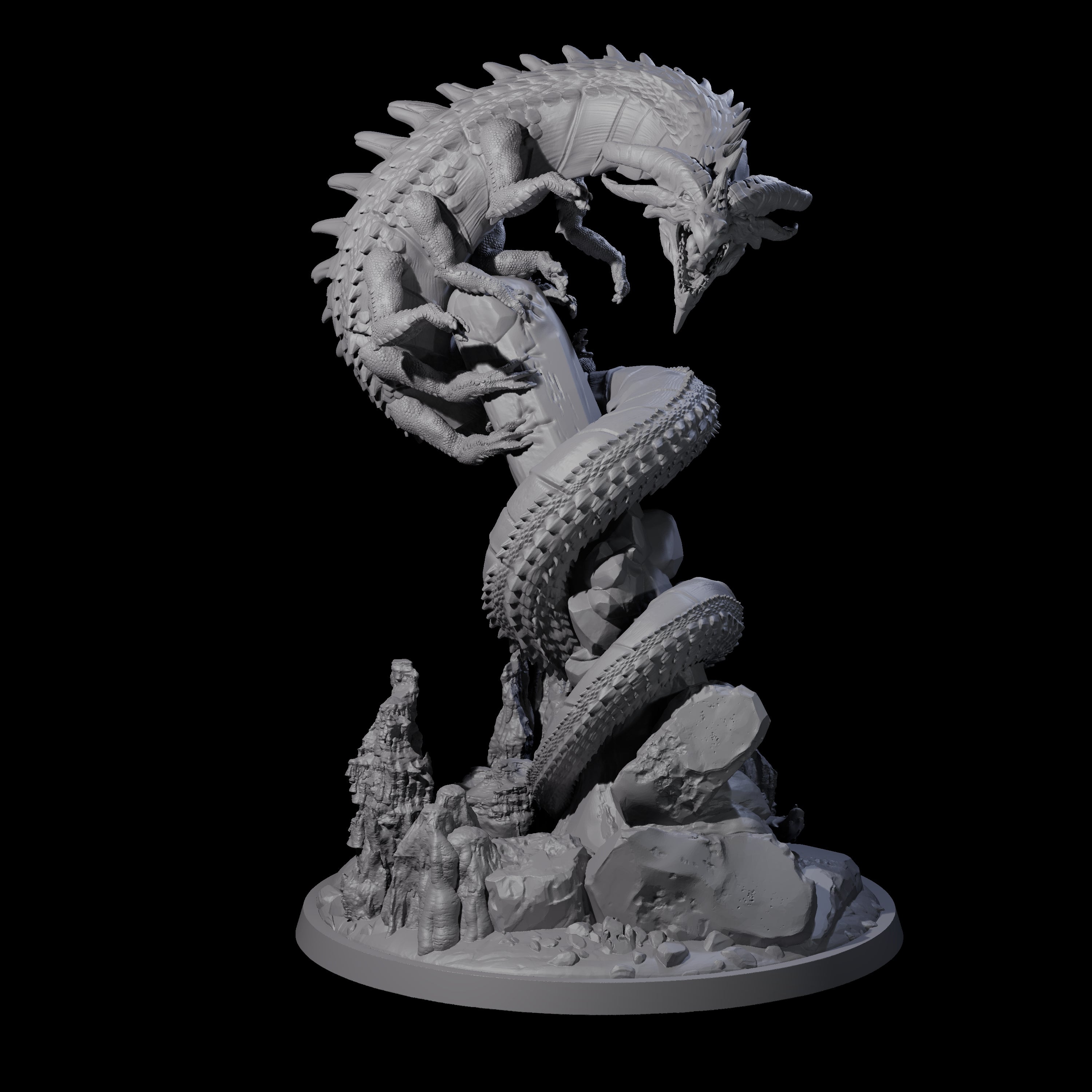 Coiled Behir Miniature for Dungeons and Dragons, Pathfinder or other TTRPGs