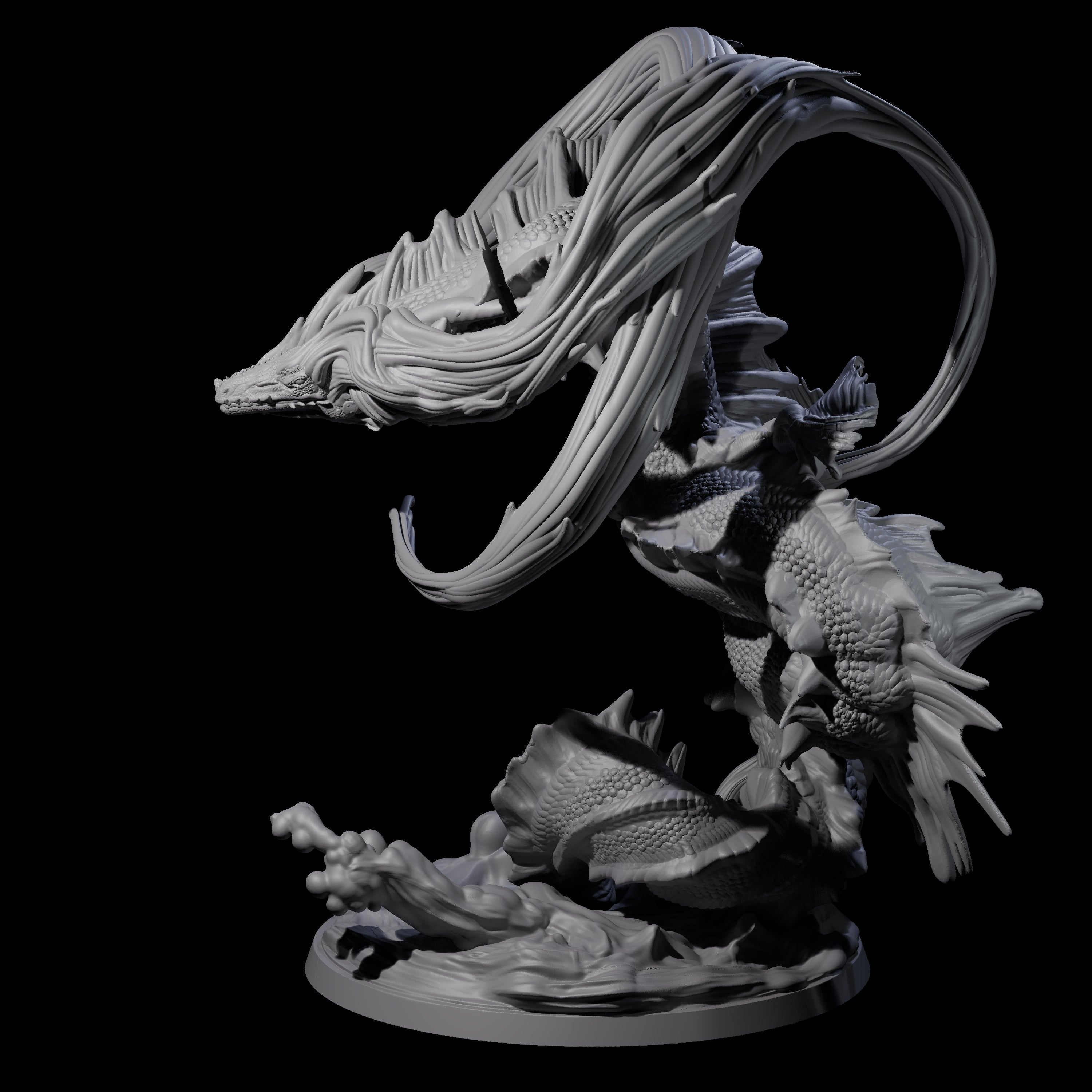 Coiled Lung Dragon Miniature for Dungeons and Dragons, Pathfinder or other TTRPGs