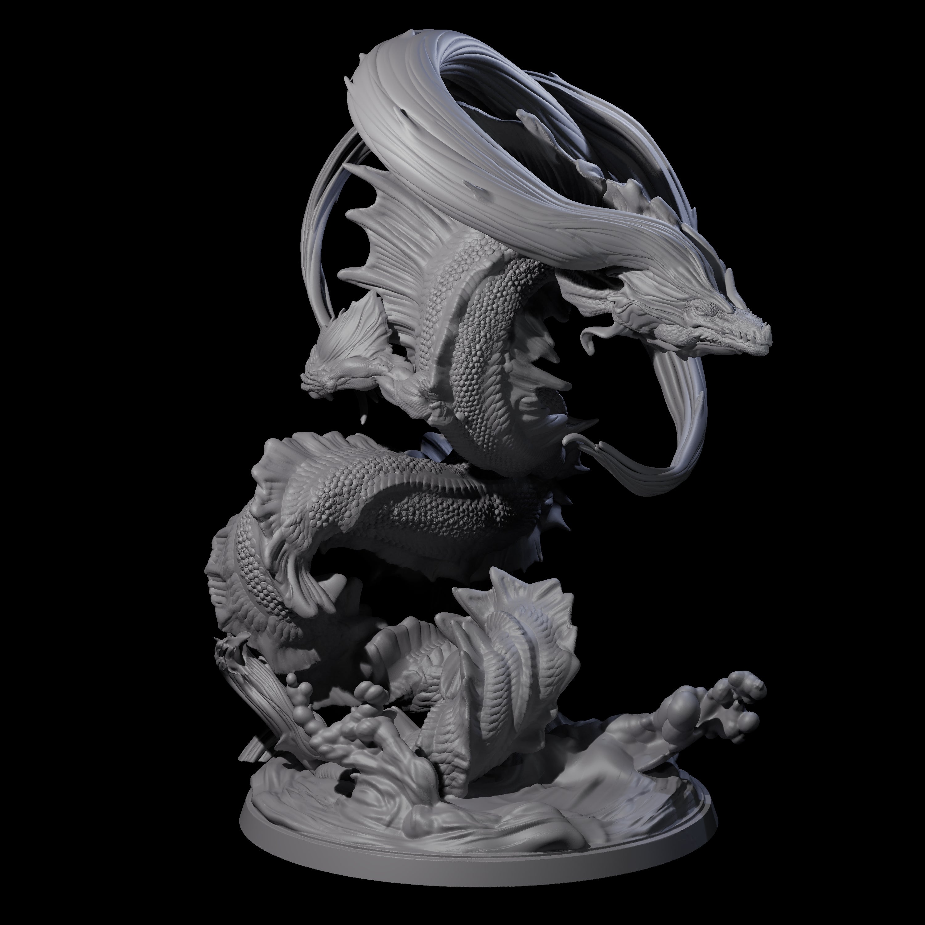 Coiled Lung Dragon Miniature for Dungeons and Dragons, Pathfinder or other TTRPGs