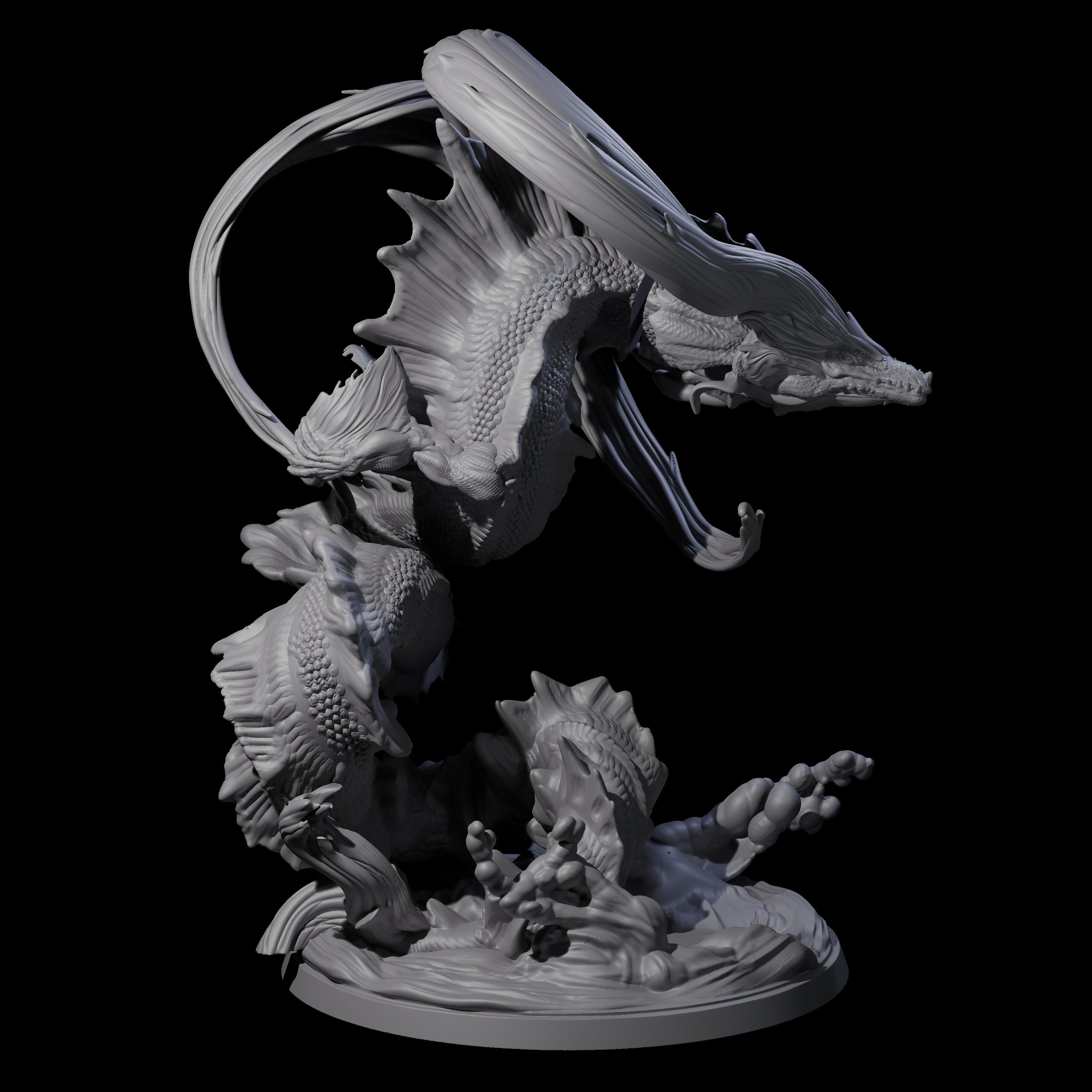 Coiled Lung Dragon Miniature for Dungeons and Dragons, Pathfinder or other TTRPGs