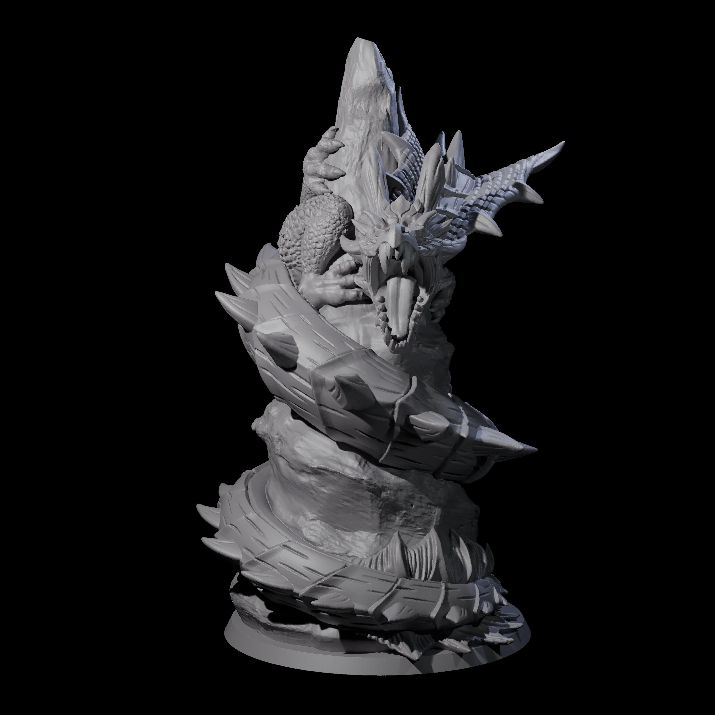 Coiled Roaring Wyrm Miniature for Dungeons and Dragons, Pathfinder or other TTRPGs