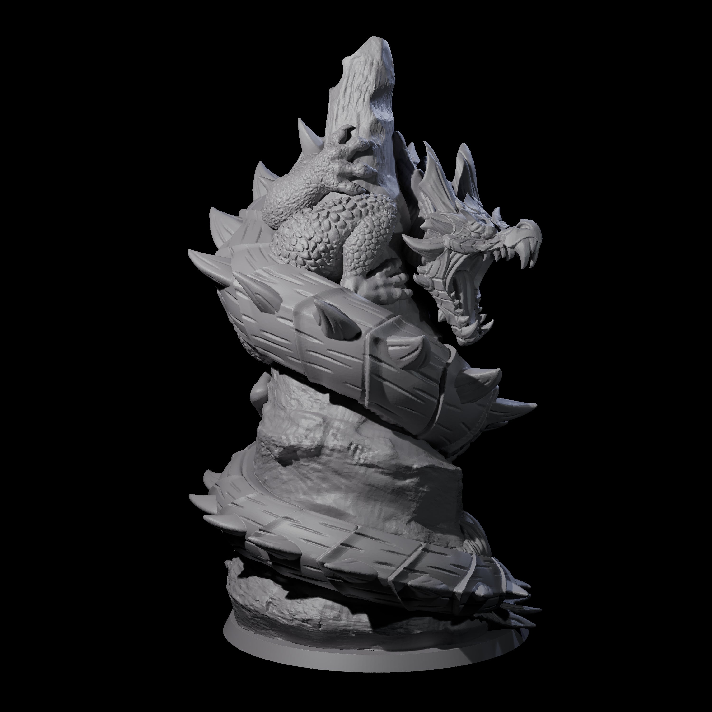Coiled Roaring Wyrm Miniature for Dungeons and Dragons, Pathfinder or other TTRPGs