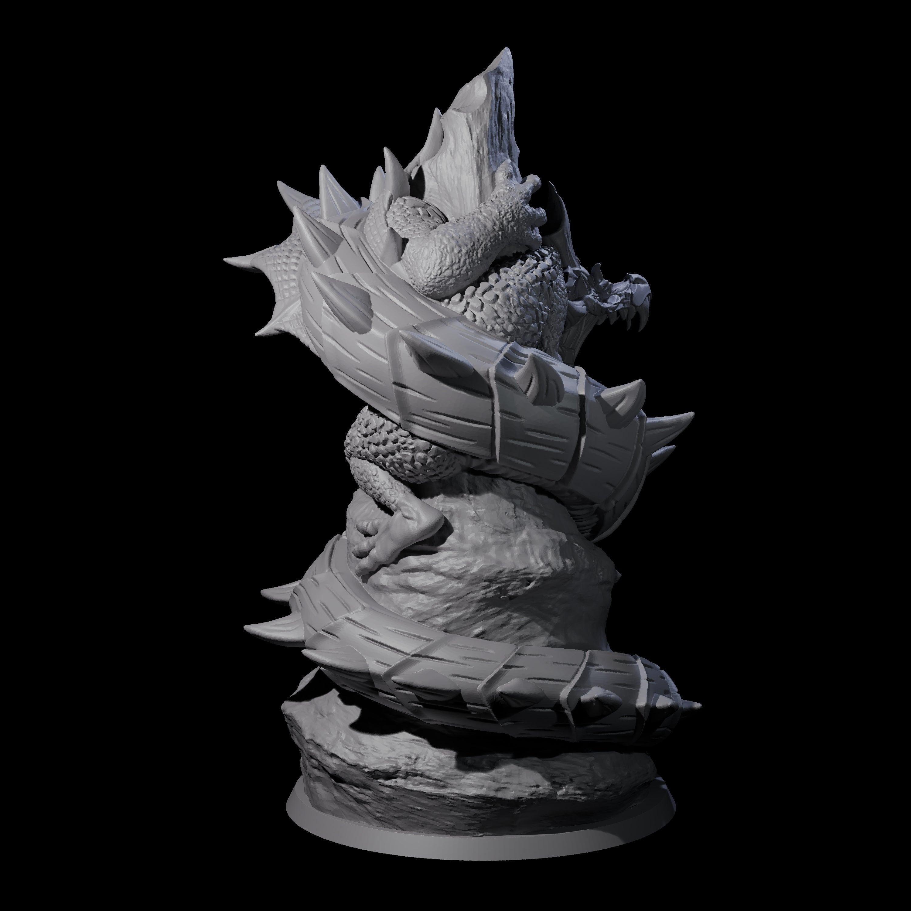 Coiled Roaring Wyrm Miniature for Dungeons and Dragons, Pathfinder or other TTRPGs
