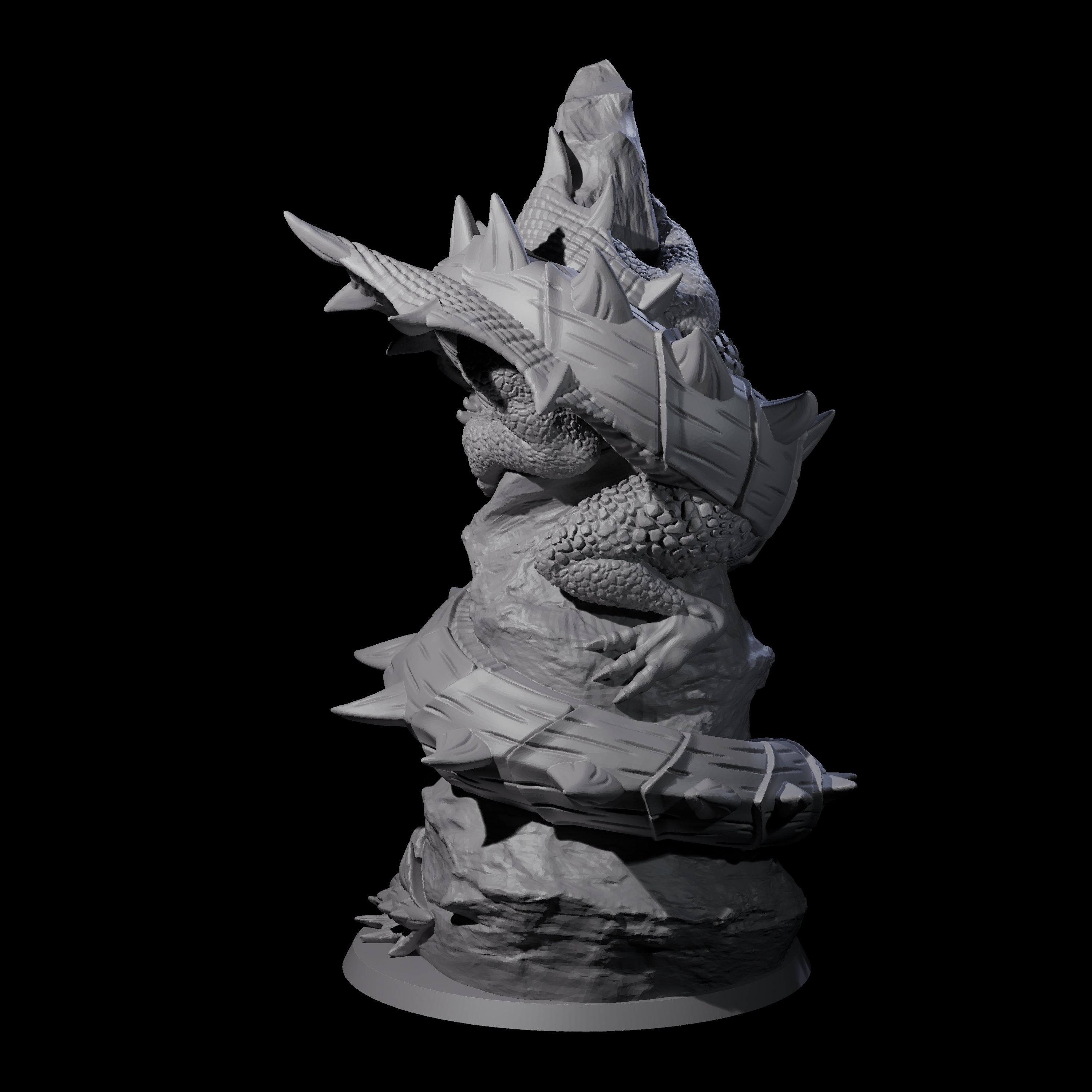 Coiled Roaring Wyrm Miniature for Dungeons and Dragons, Pathfinder or other TTRPGs