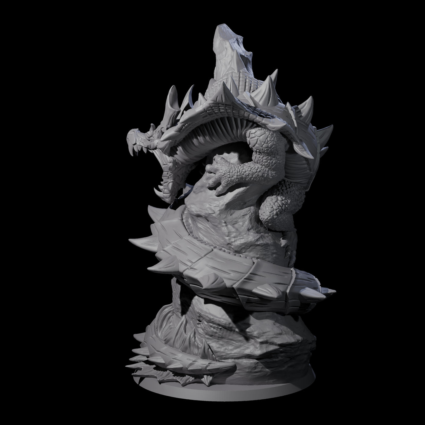 Coiled Roaring Wyrm Miniature for Dungeons and Dragons, Pathfinder or other TTRPGs