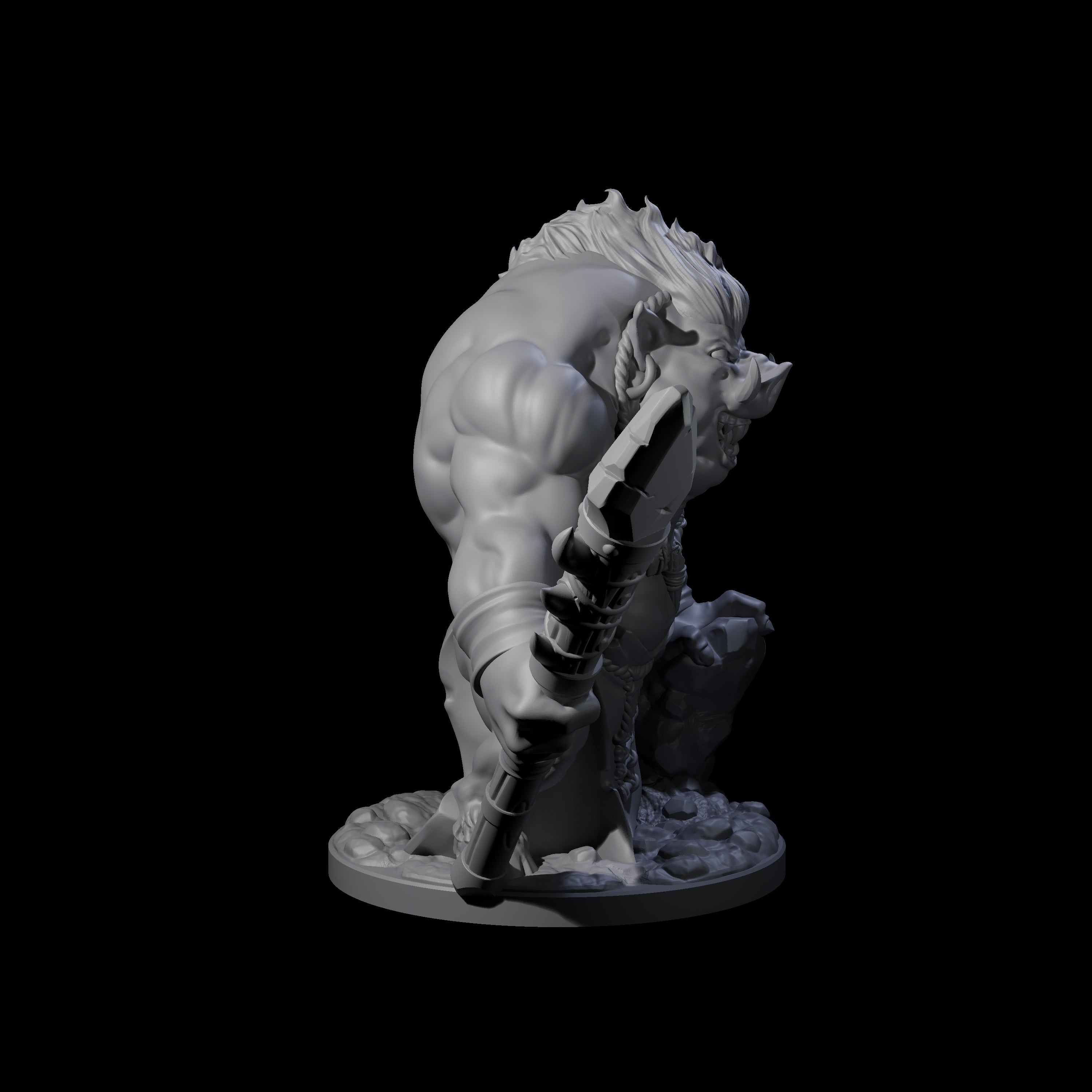 Come Out Swinging Boarman Brute A Miniature for Dungeons and Dragons, Pathfinder or other TTRPGs