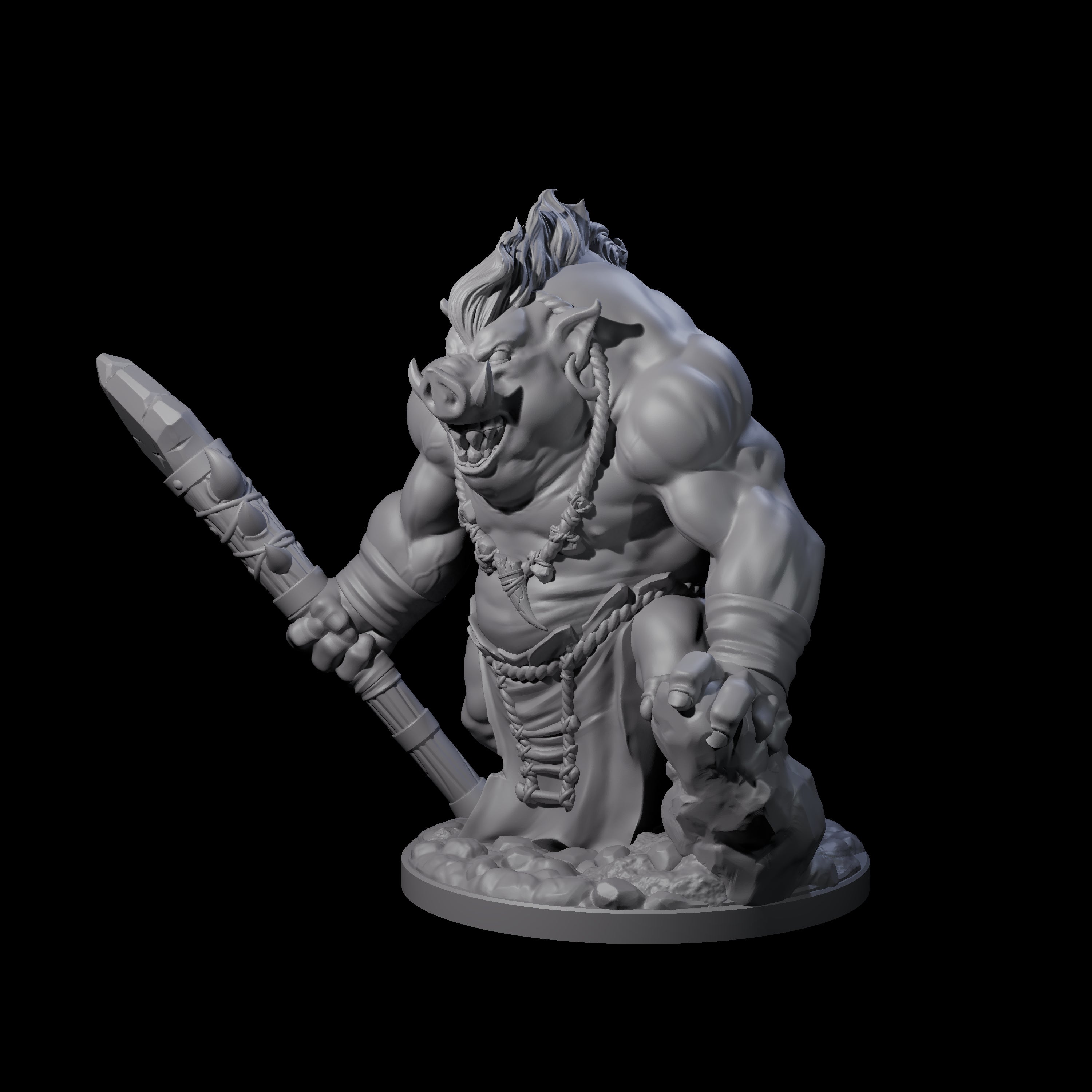 Come Out Swinging Boarman Brute A Miniature for Dungeons and Dragons, Pathfinder or other TTRPGs