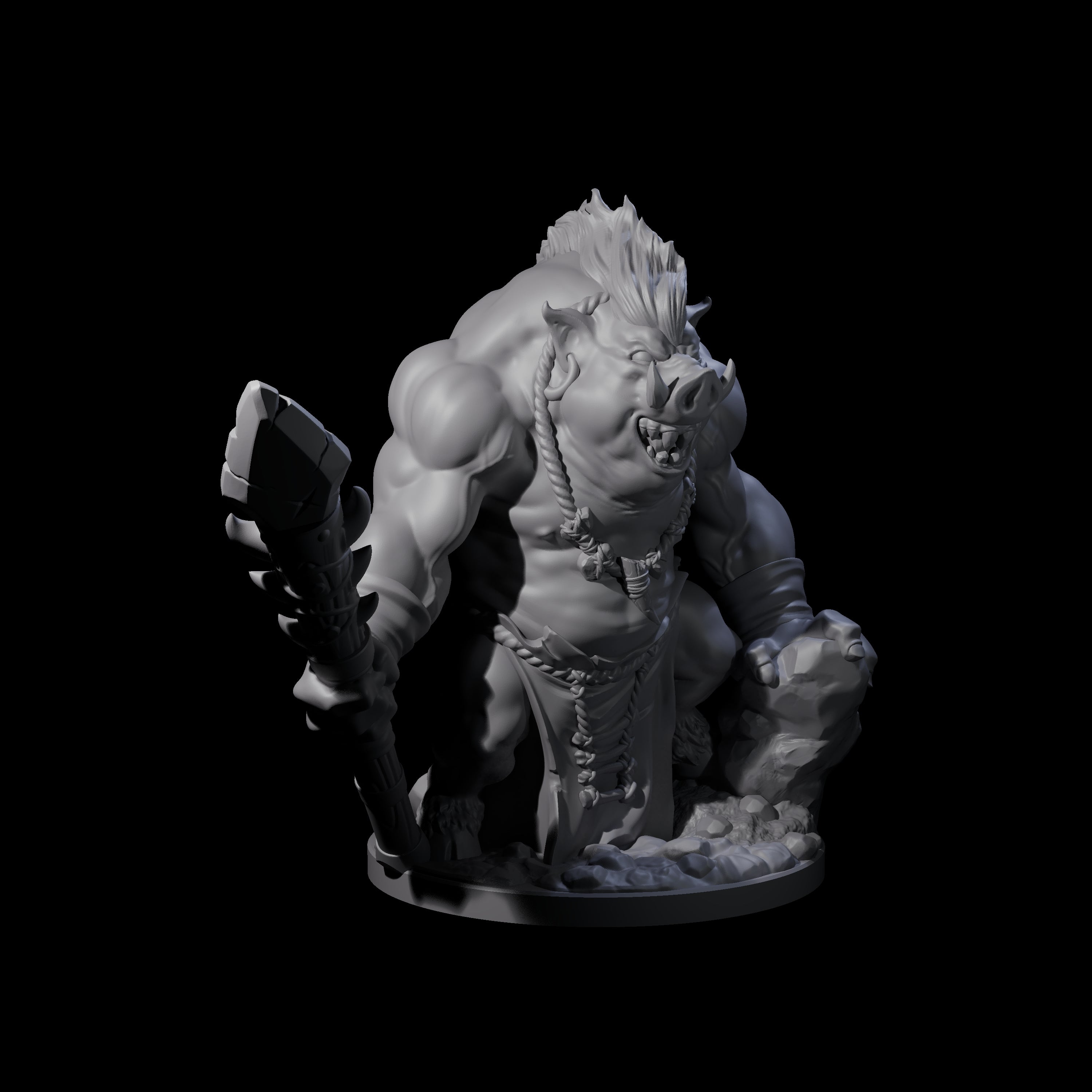Come Out Swinging Boarman Brutes Miniature for Dungeons and Dragons, Pathfinder or other TTRPGs