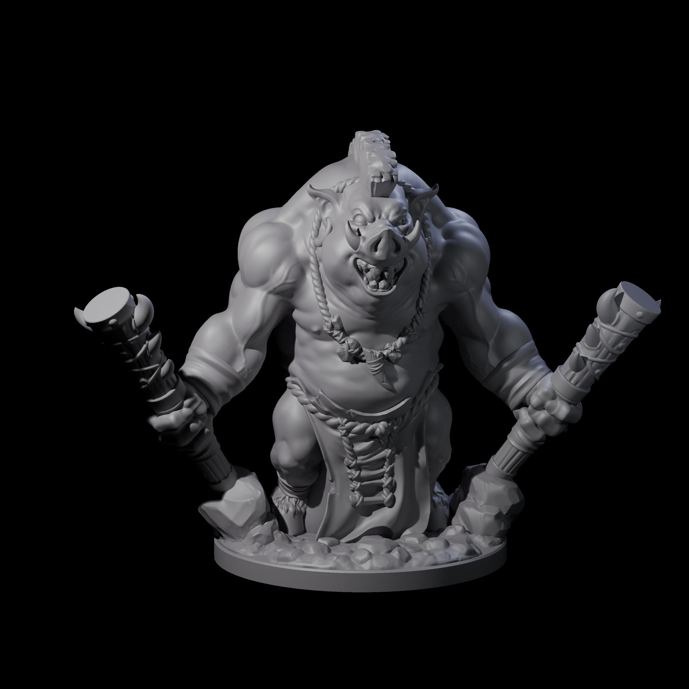 Come Out Swinging Boarman Brutes Miniature for Dungeons and Dragons, Pathfinder or other TTRPGs