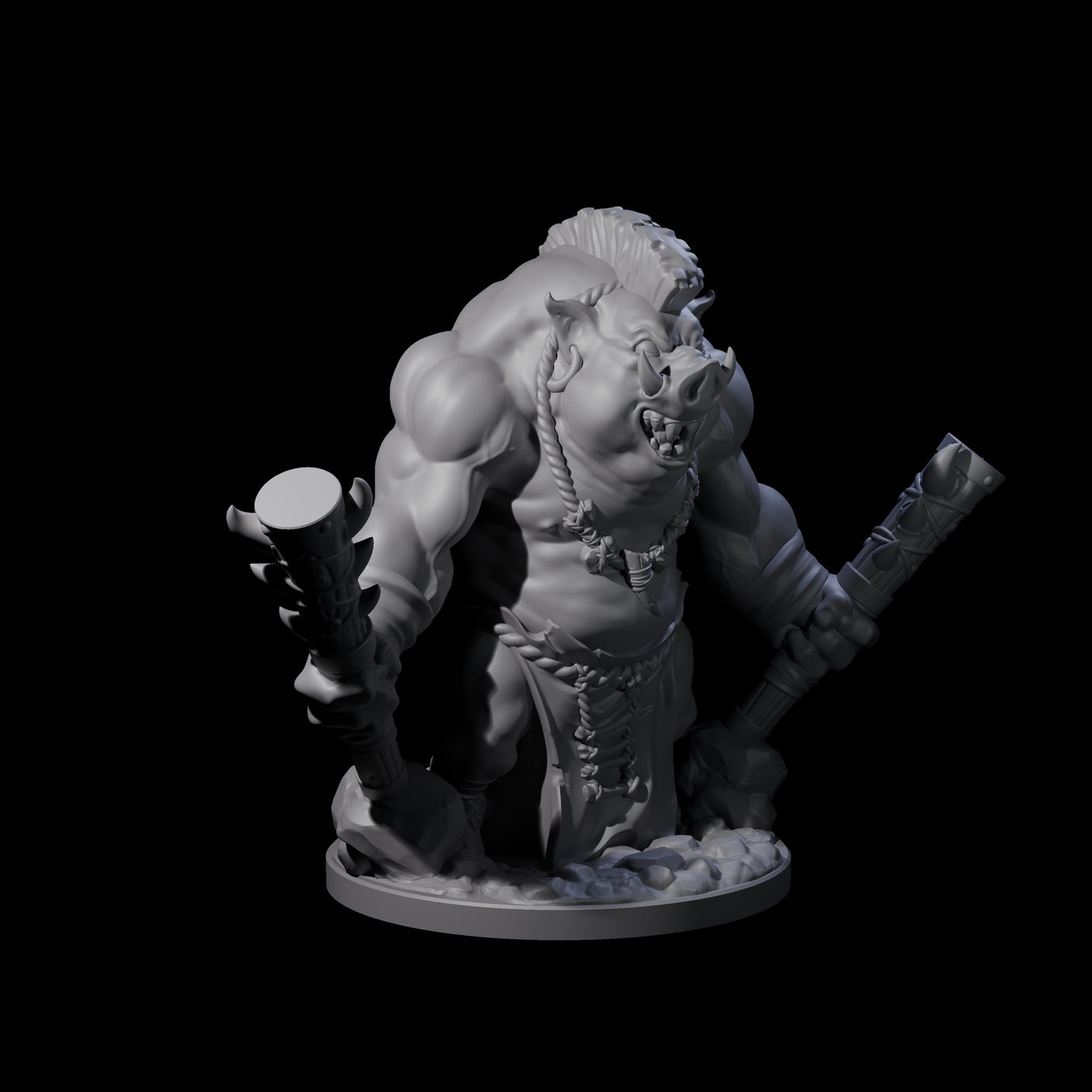 Come Out Swinging Boarman Brutes Miniature for Dungeons and Dragons, Pathfinder or other TTRPGs