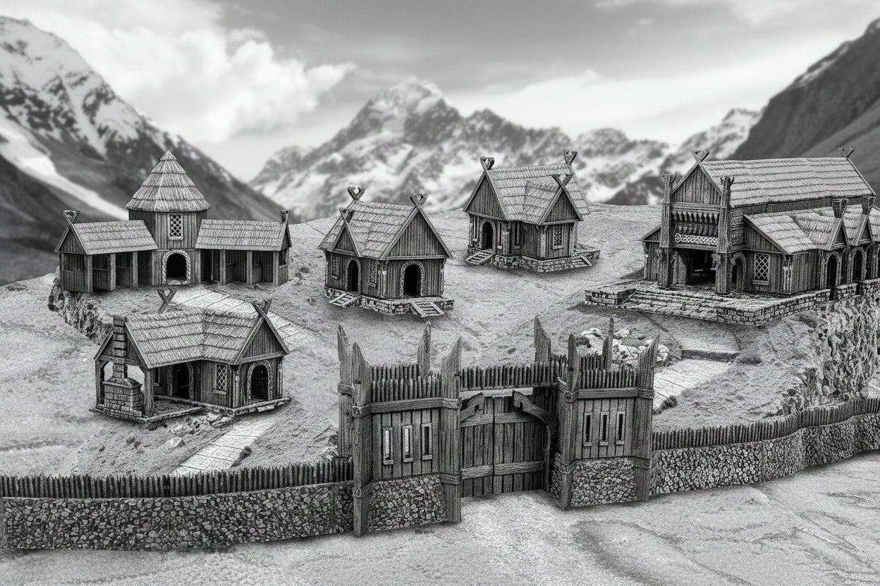 Complete Saxon Village - Kingdom of Saxonia Miniature for Dungeons and Dragons, Pathfinder or other TTRPGs