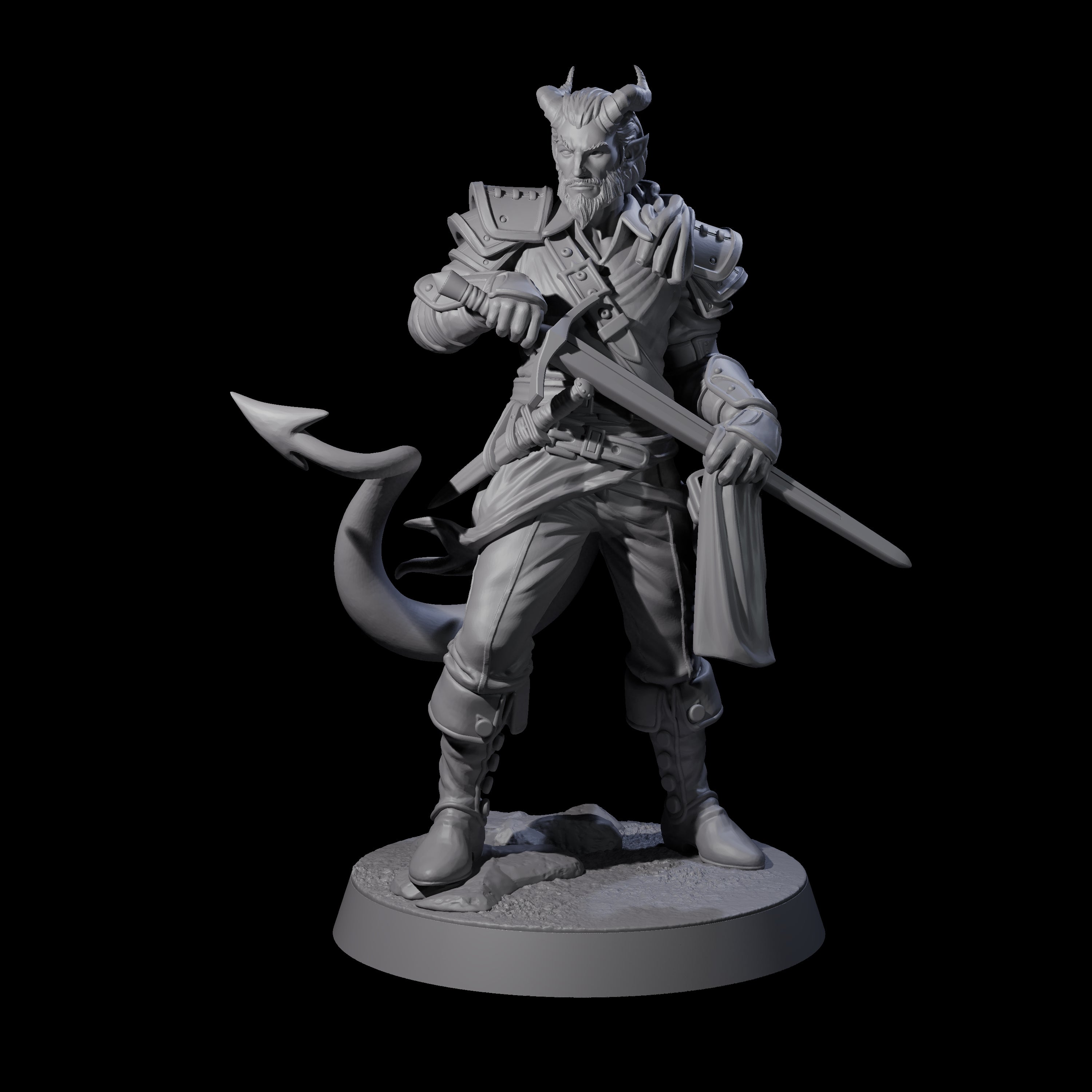 Composed Tiefling Paladin Miniature for Dungeons and Dragons, Pathfinder or other TTRPGs