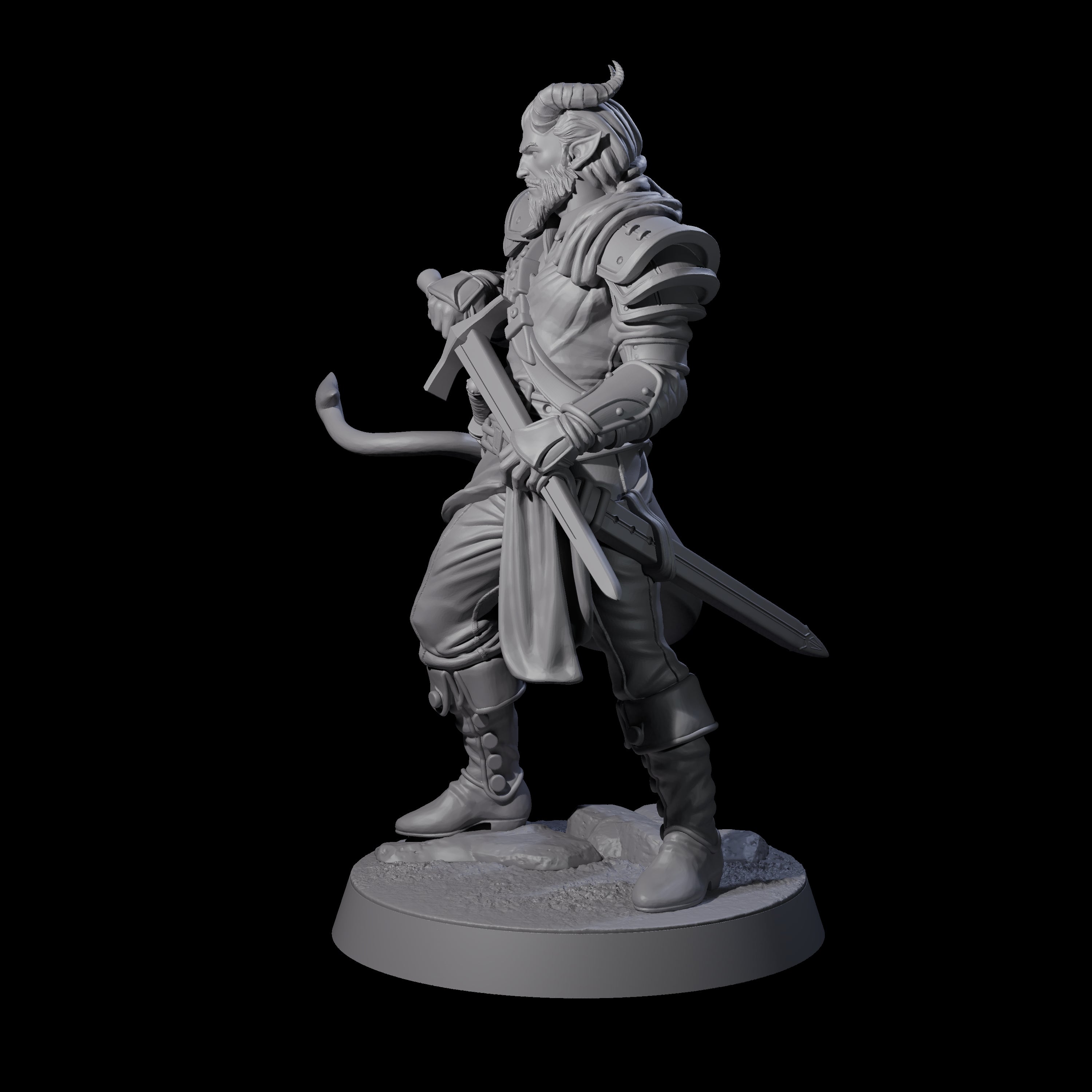 Composed Tiefling Paladin Miniature for Dungeons and Dragons, Pathfinder or other TTRPGs