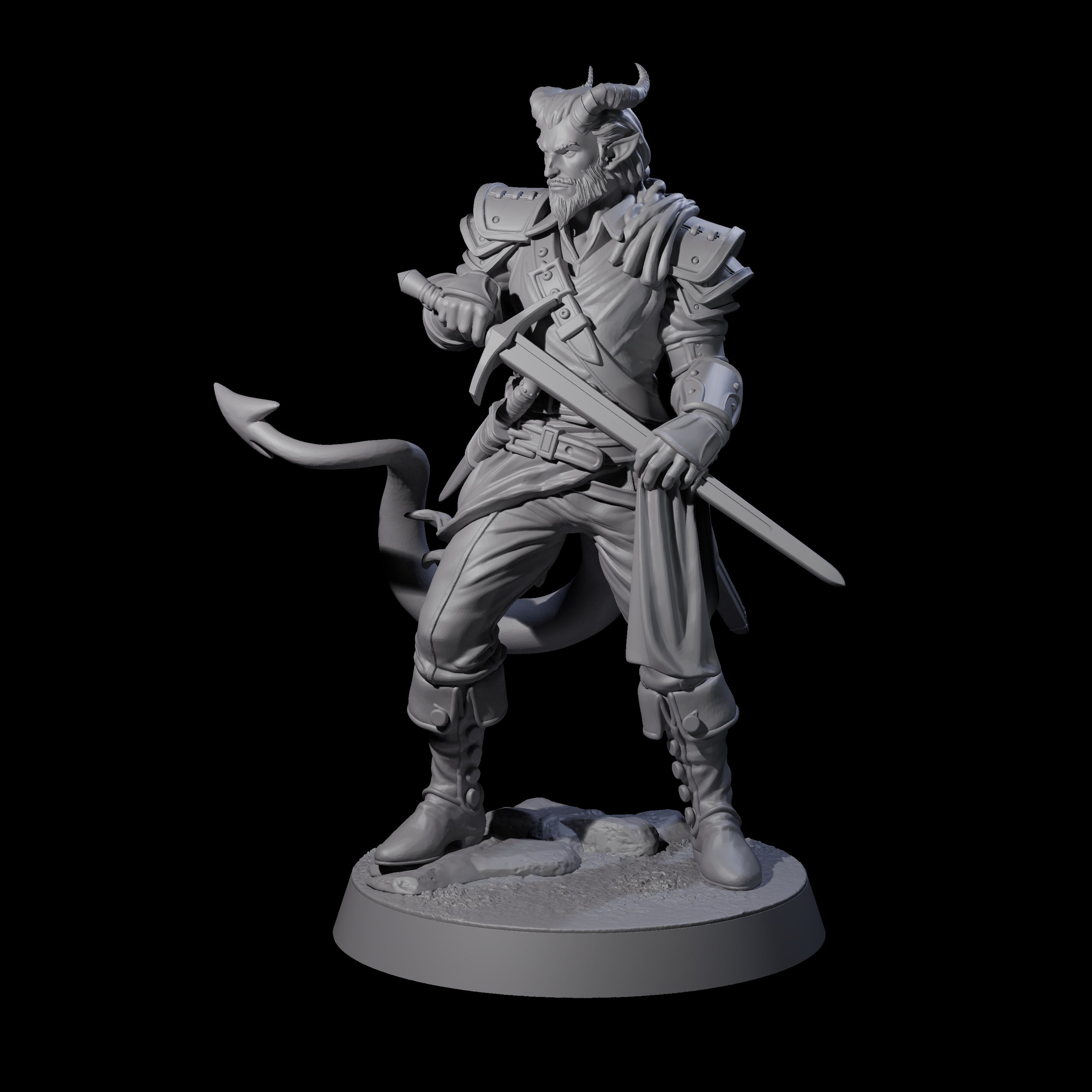 Composed Tiefling Paladin Miniature for Dungeons and Dragons, Pathfinder or other TTRPGs