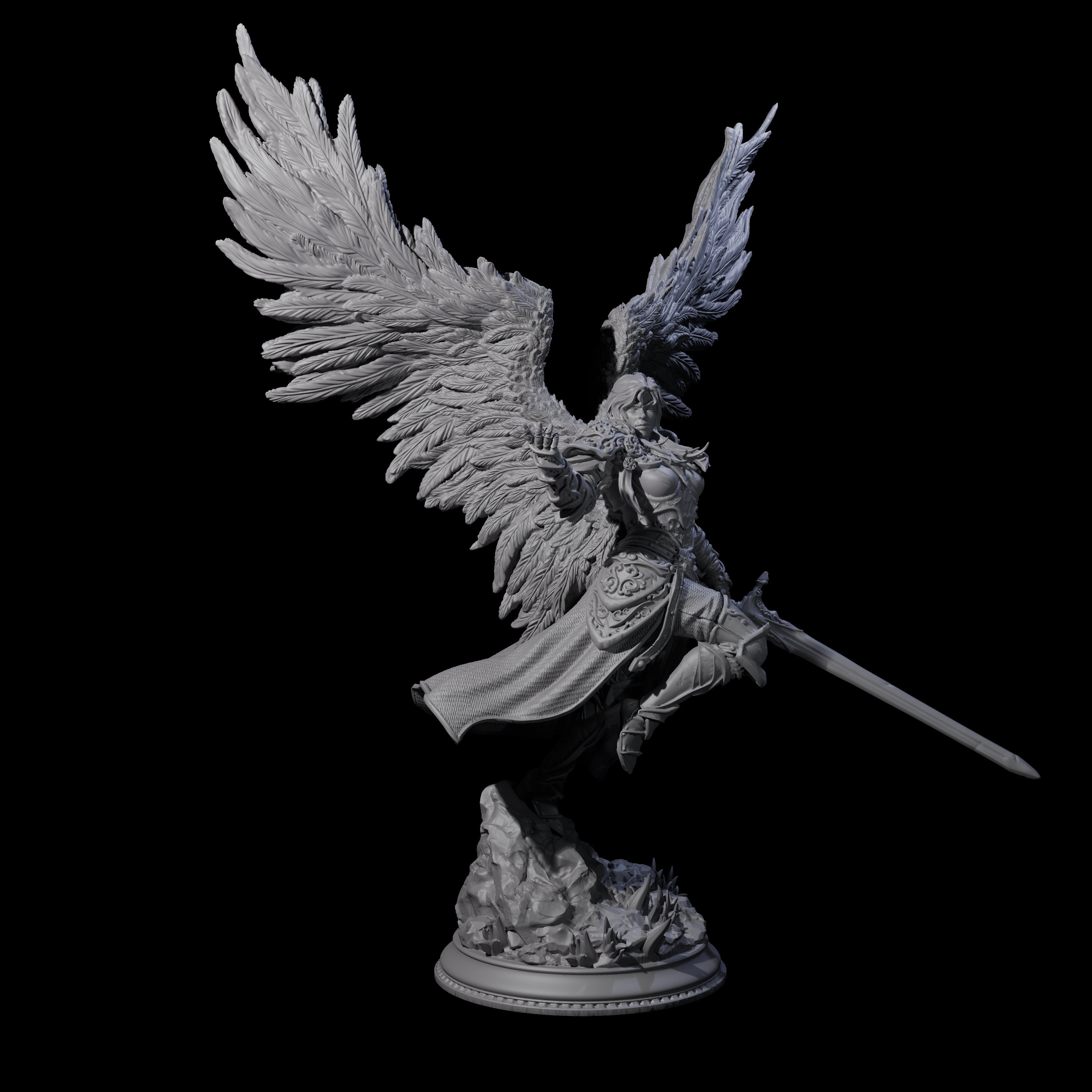 Composed Winged Celestial Warrior Miniature for Dungeons and Dragons, Pathfinder or other TTRPGs