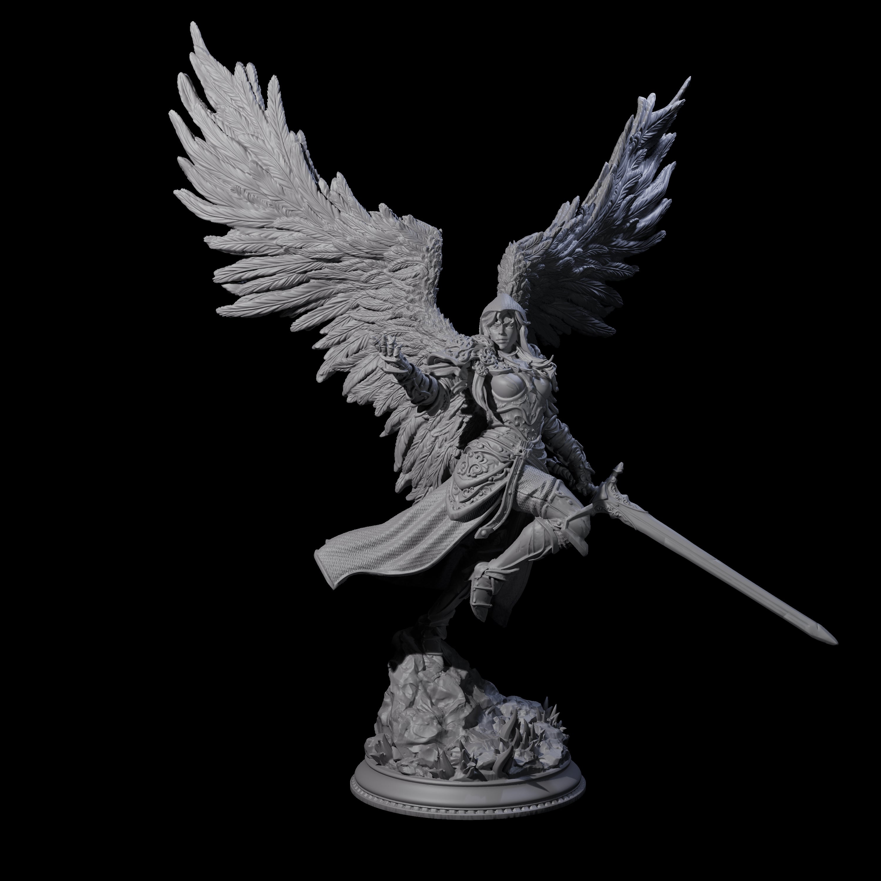 Composed Winged Celestial Warrior Miniature for Dungeons and Dragons, Pathfinder or other TTRPGs