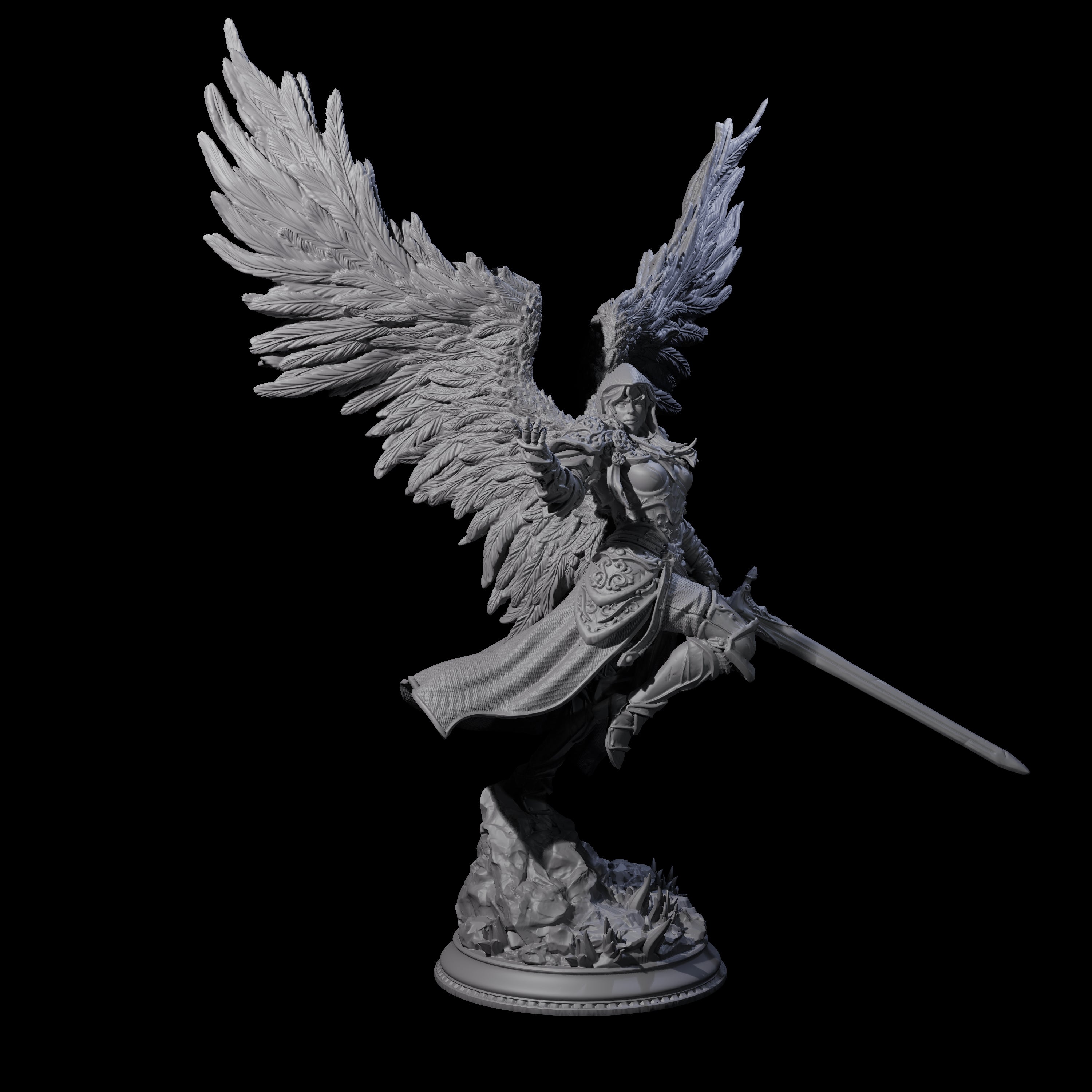 Composed Winged Celestial Warrior Miniature for Dungeons and Dragons, Pathfinder or other TTRPGs