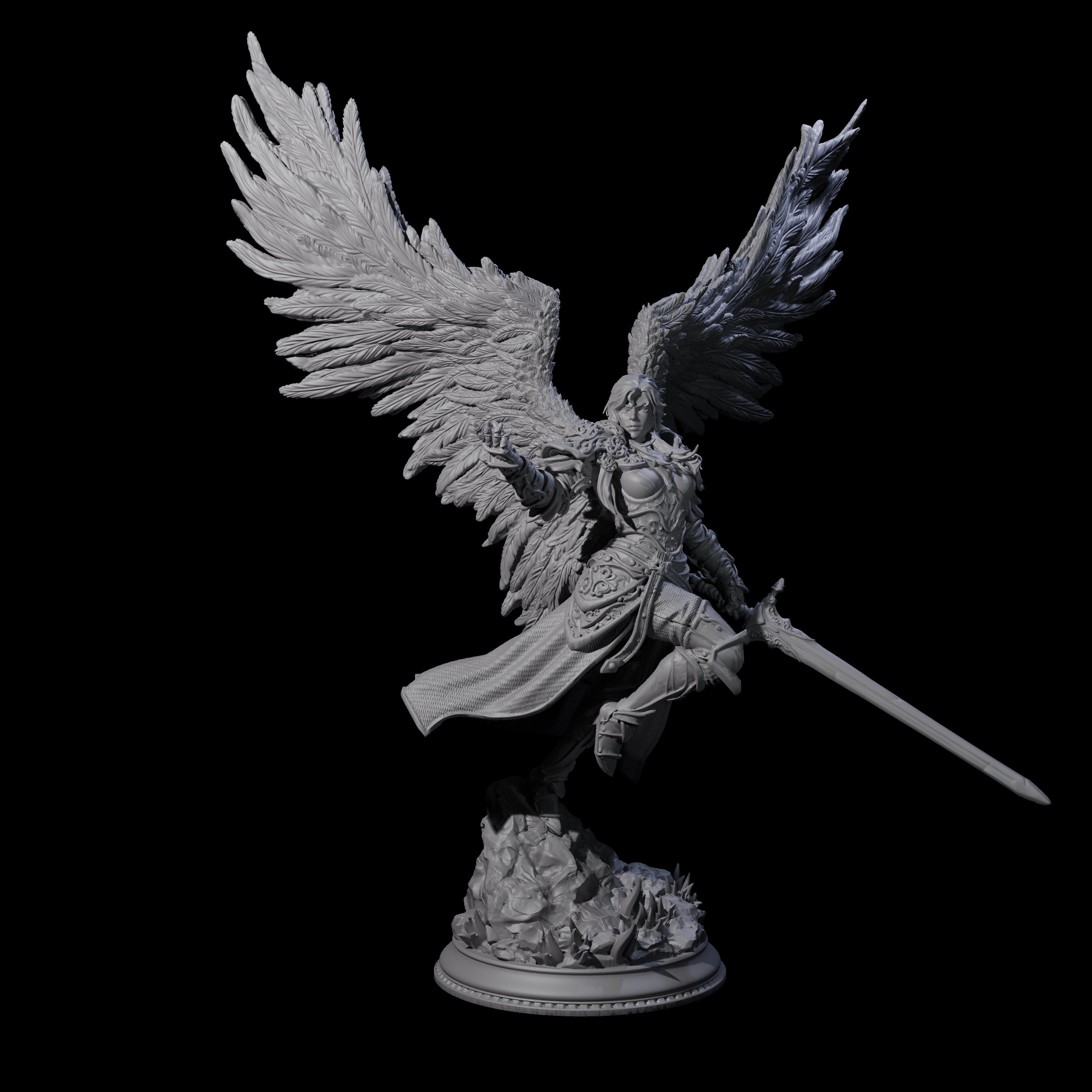 Composed Winged Celestial Warrior Miniature for Dungeons and Dragons, Pathfinder or other TTRPGs