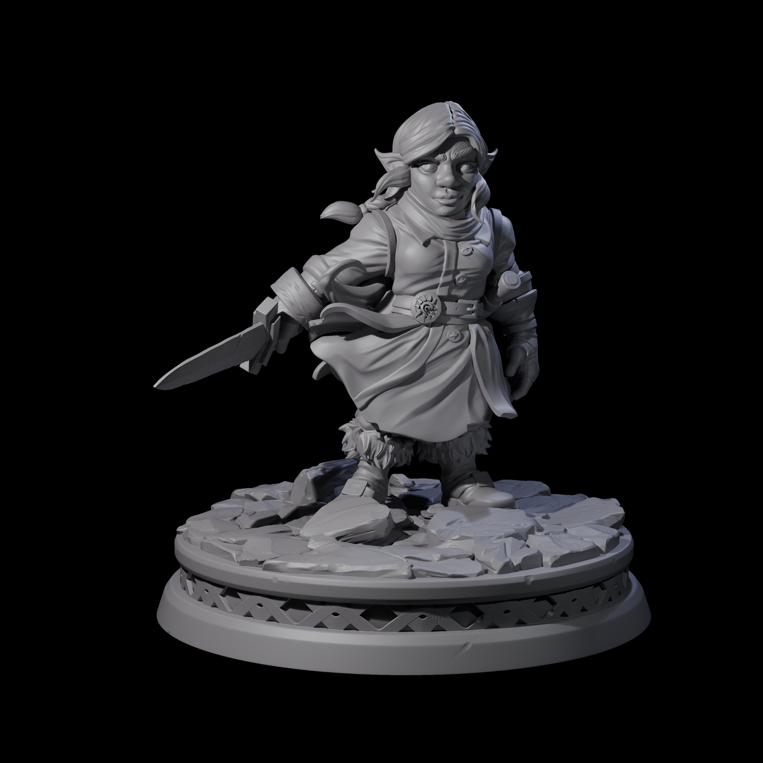 Confident Halfling Fighter Miniature for Dungeons and Dragons, Pathfinder or other TTRPGs