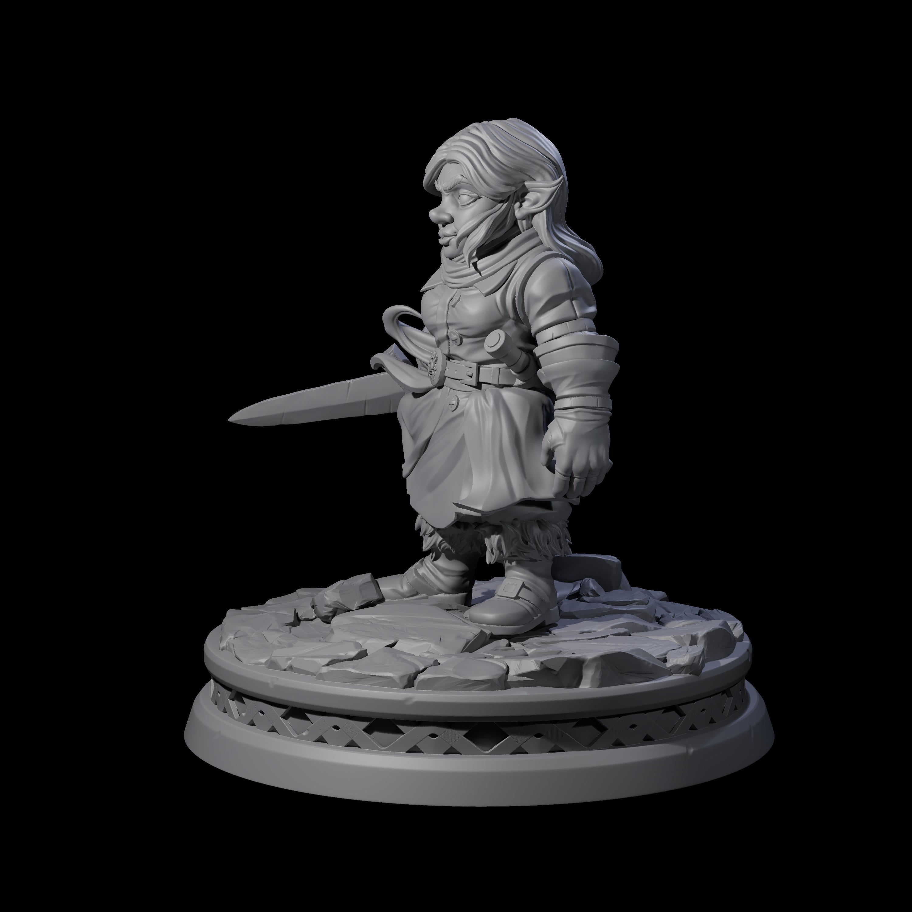 Confident Halfling Fighter Miniature for Dungeons and Dragons, Pathfinder or other TTRPGs