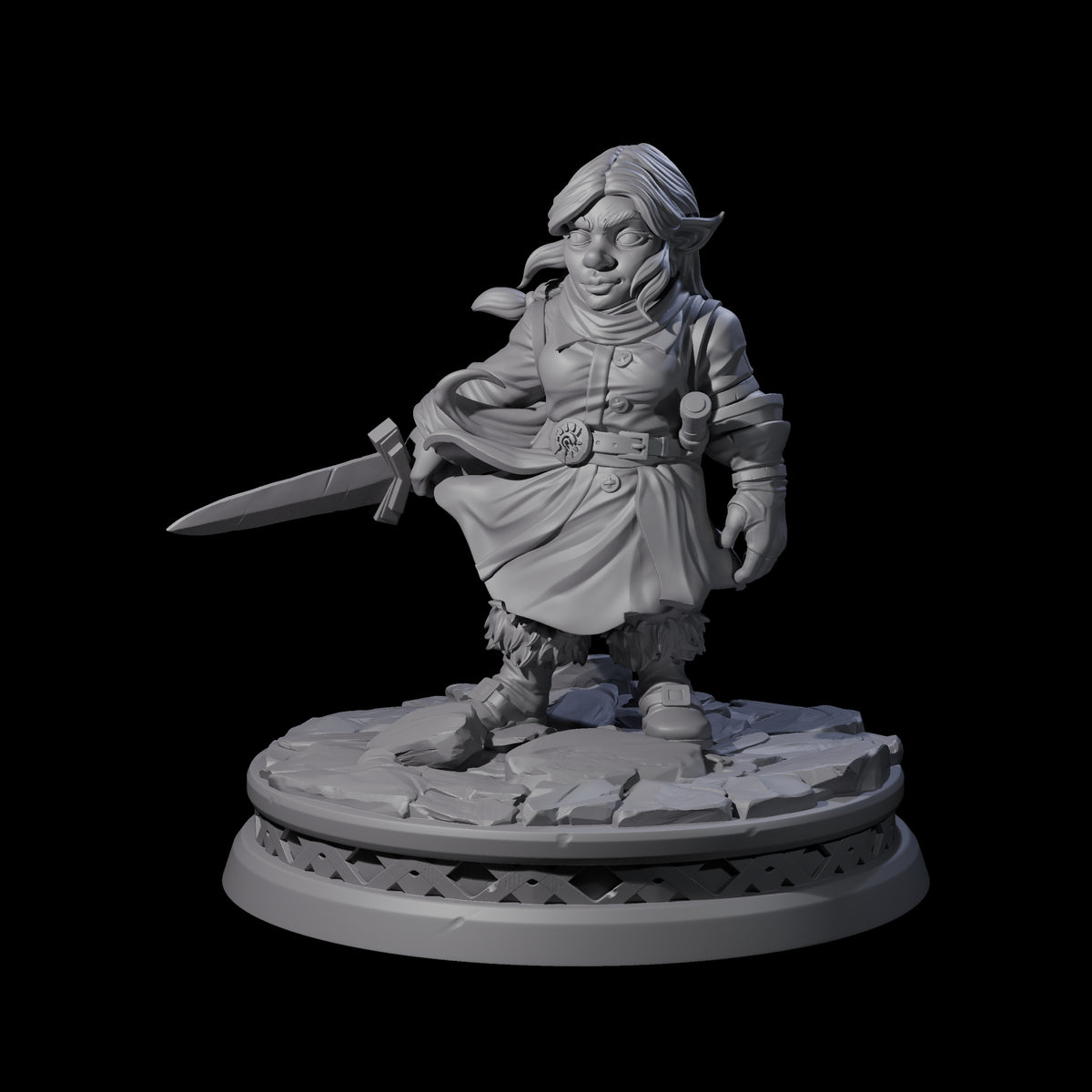 Confident Halfling Fighter Miniature for Dungeons and Dragons, Pathfinder or other TTRPGs