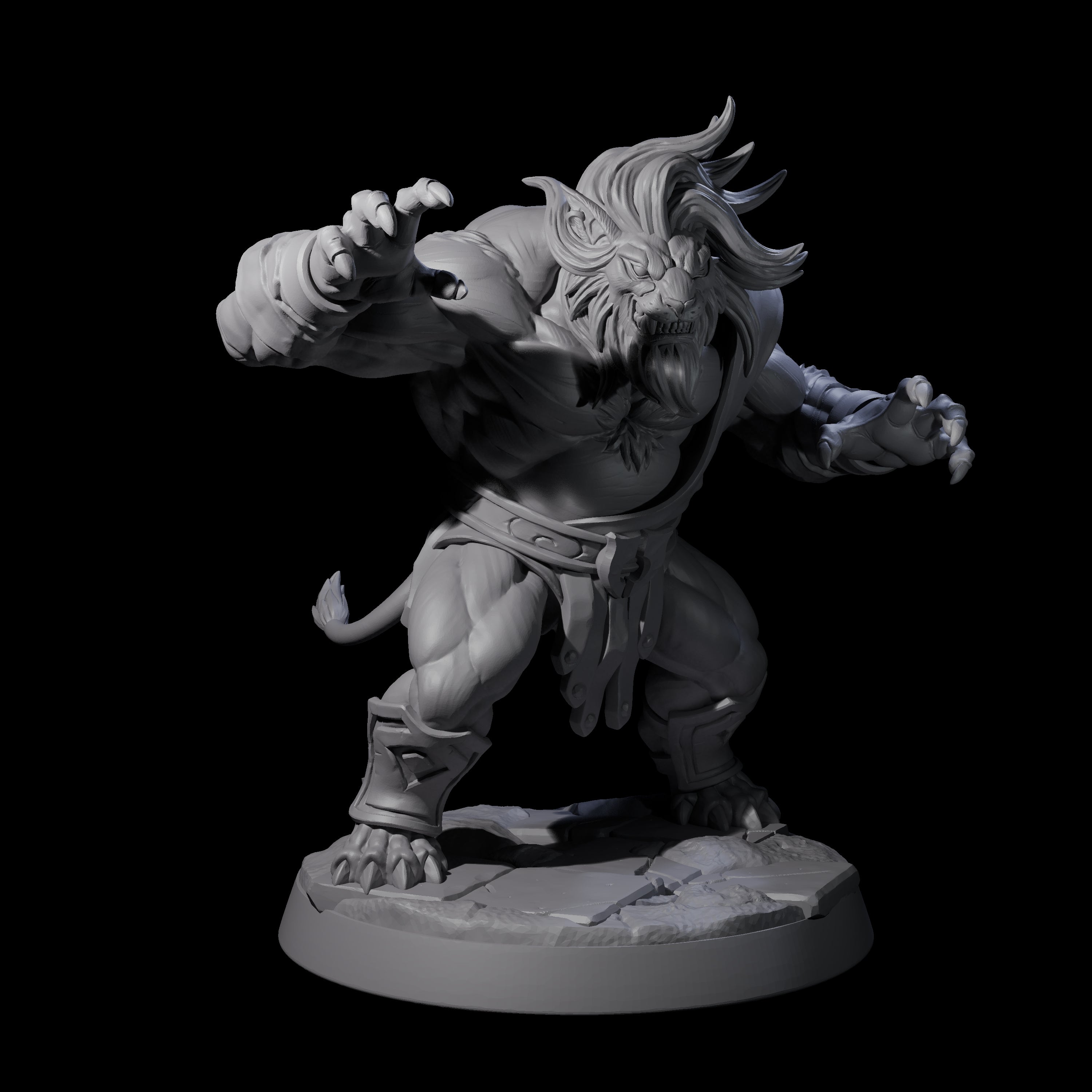 Confident Leonin Brawler Miniature for Dungeons and Dragons, Pathfinder or other TTRPGs