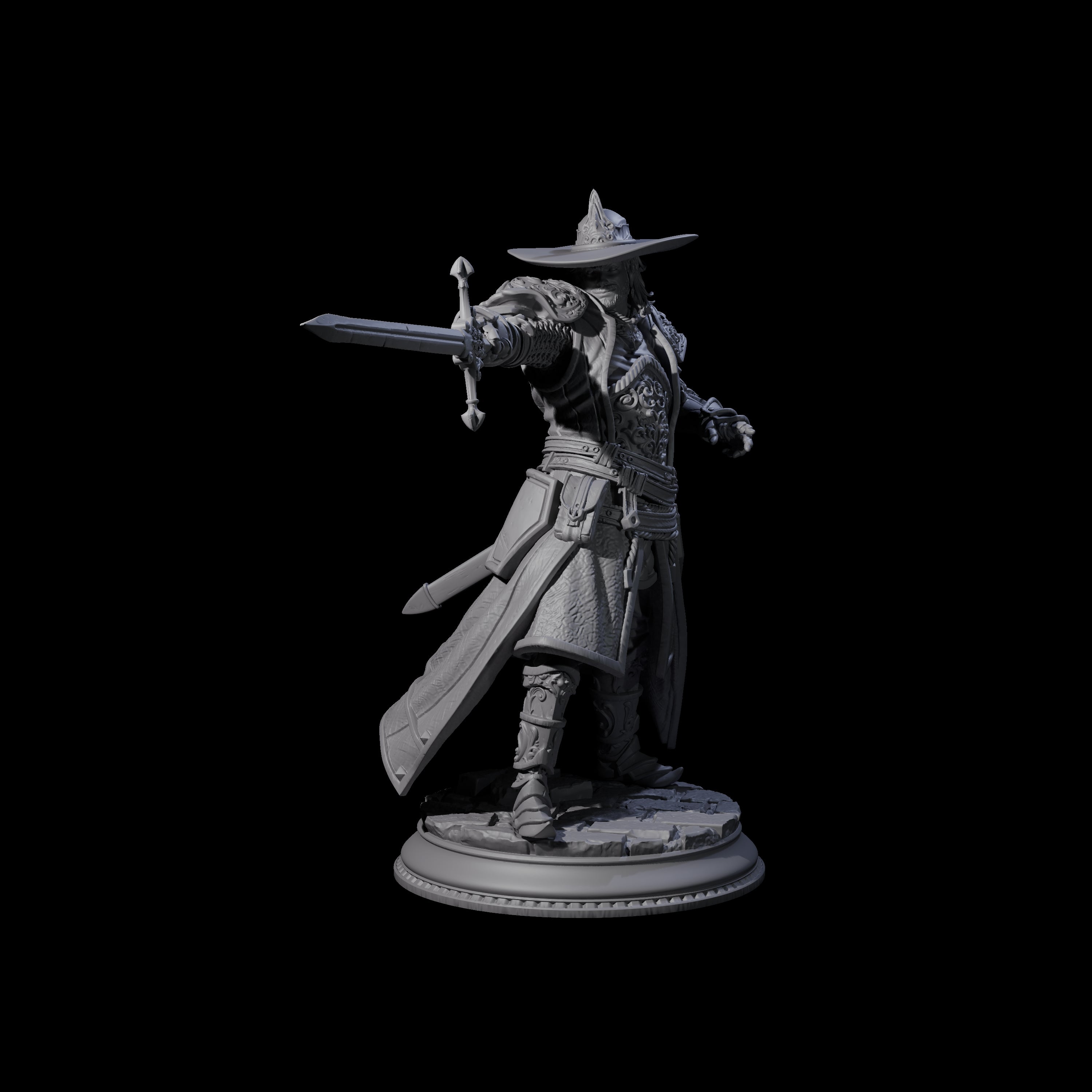 Confident Sword Fighter Miniature for Dungeons and Dragons, Pathfinder or other TTRPGs