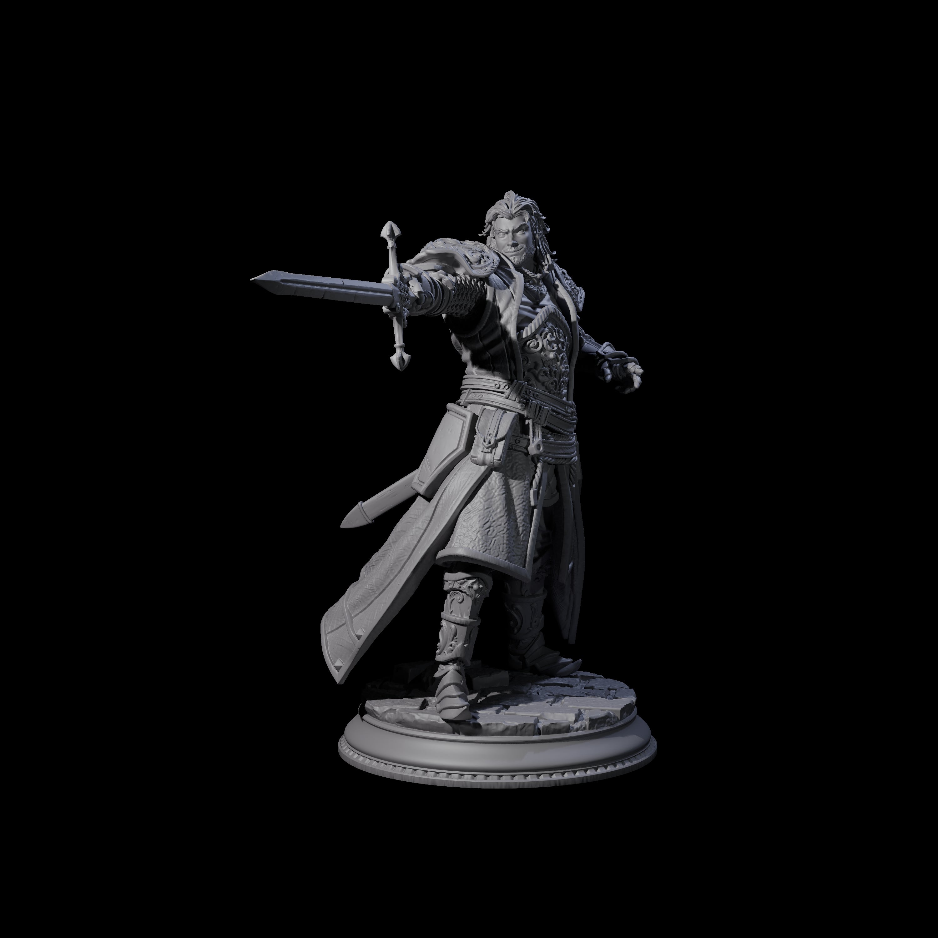 Confident Sword Fighter Miniature for Dungeons and Dragons, Pathfinder or other TTRPGs