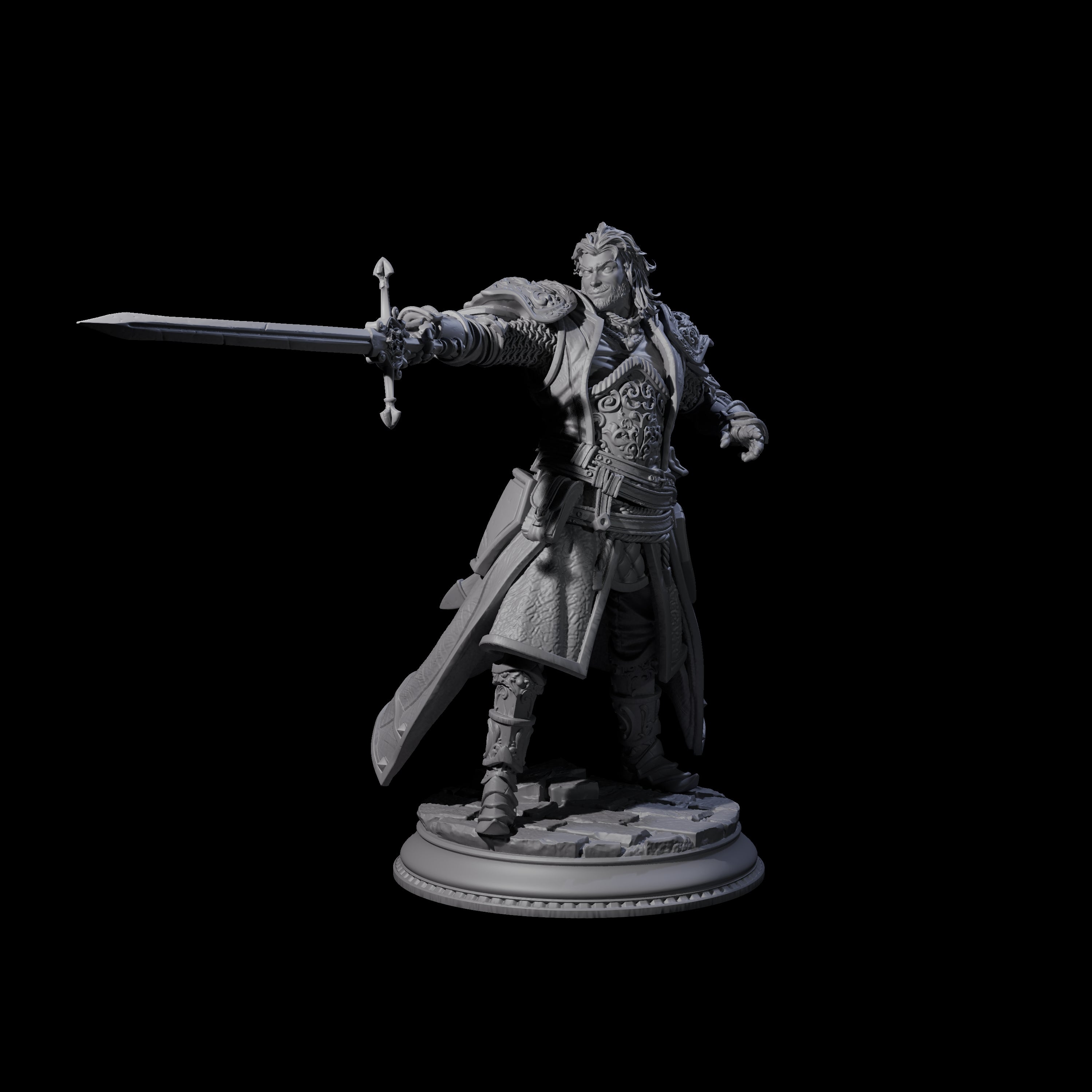 Confident Sword Fighter Miniature for Dungeons and Dragons, Pathfinder or other TTRPGs