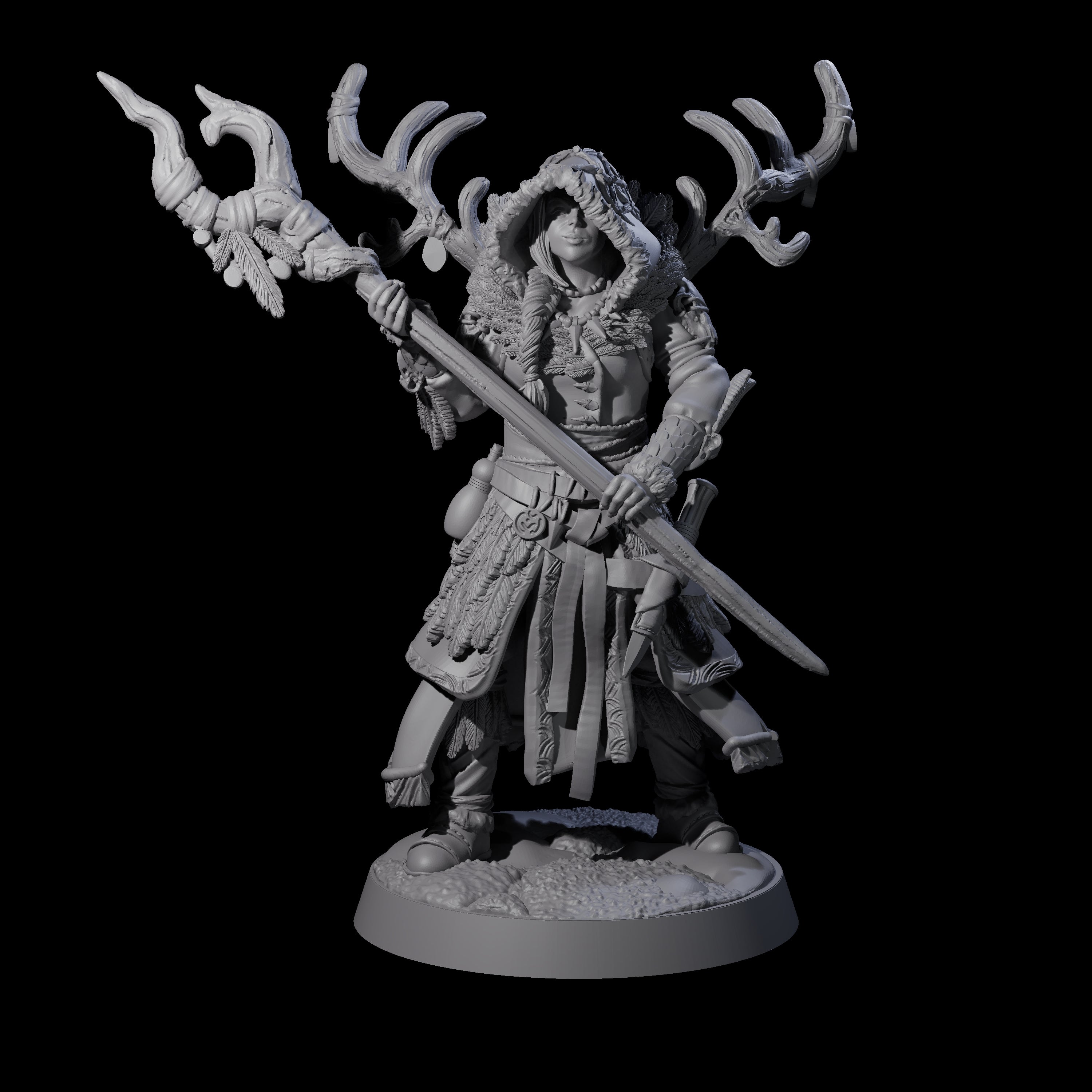 Confident Woodland Druid Miniature for Dungeons and Dragons, Pathfinder or other TTRPGs