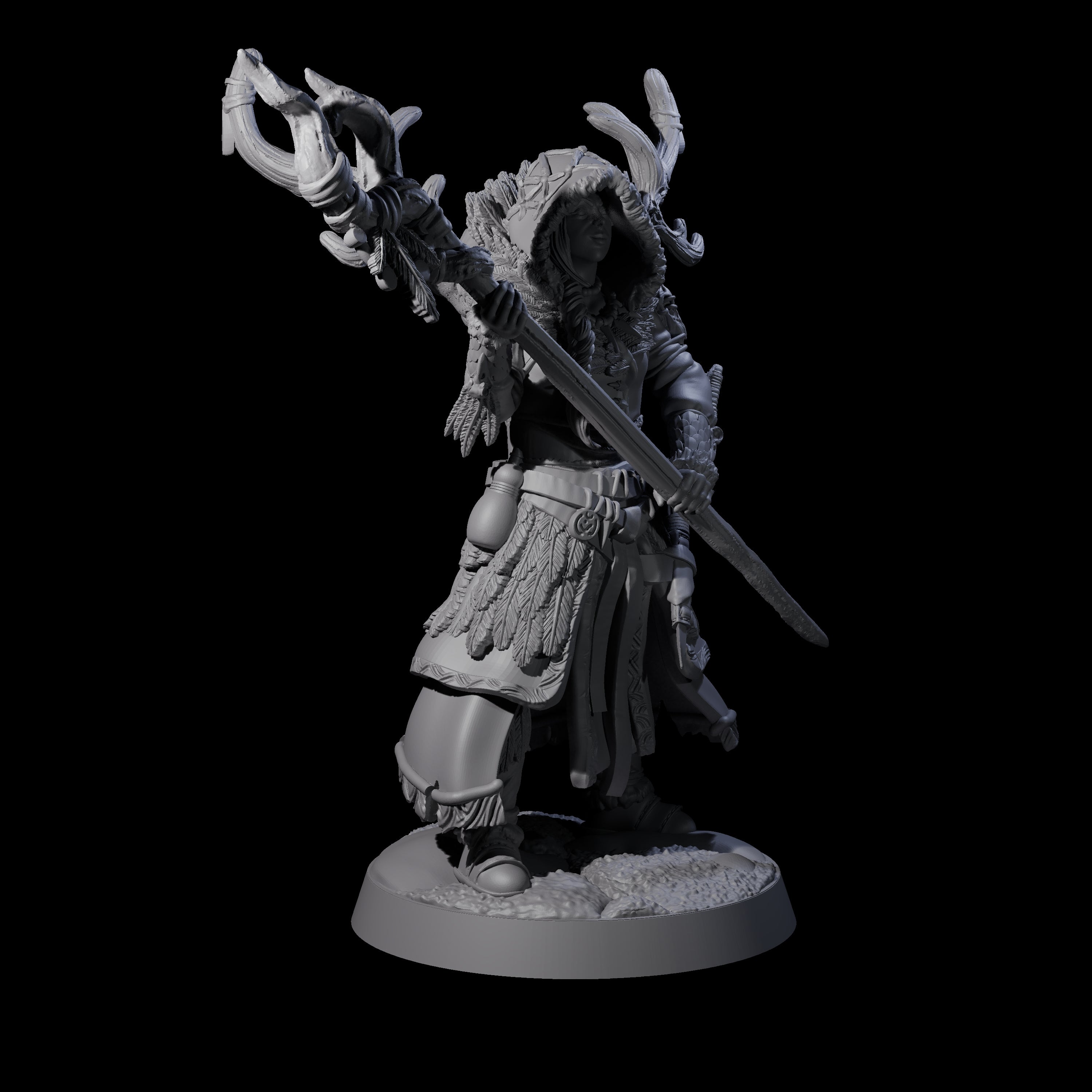 Confident Woodland Druid Miniature for Dungeons and Dragons, Pathfinder or other TTRPGs