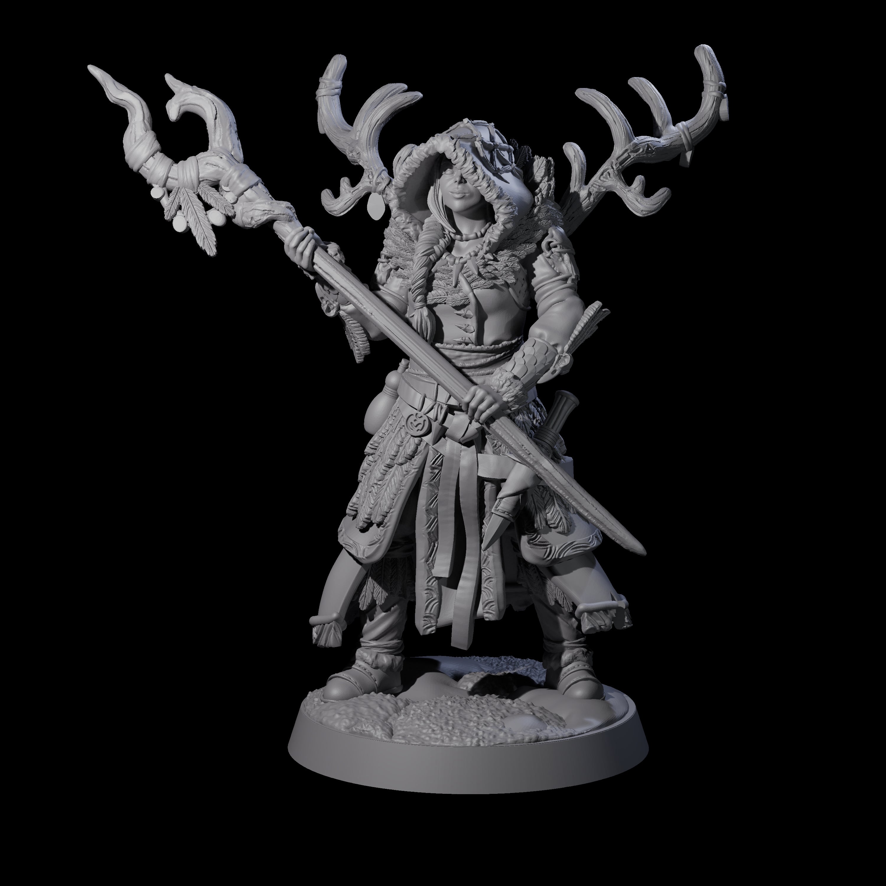Confident Woodland Druid Miniature for Dungeons and Dragons, Pathfinder or other TTRPGs