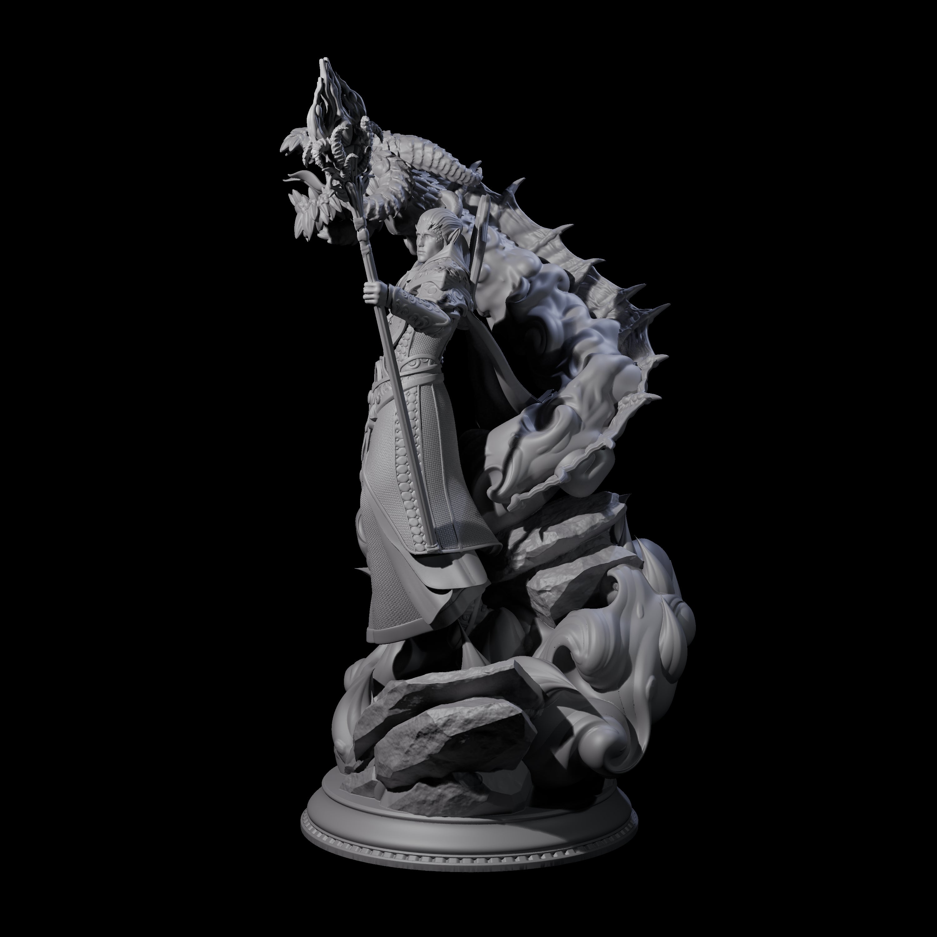 Conjuring Dragon Wizard Miniature for Dungeons and Dragons, Pathfinder or other TTRPGs
