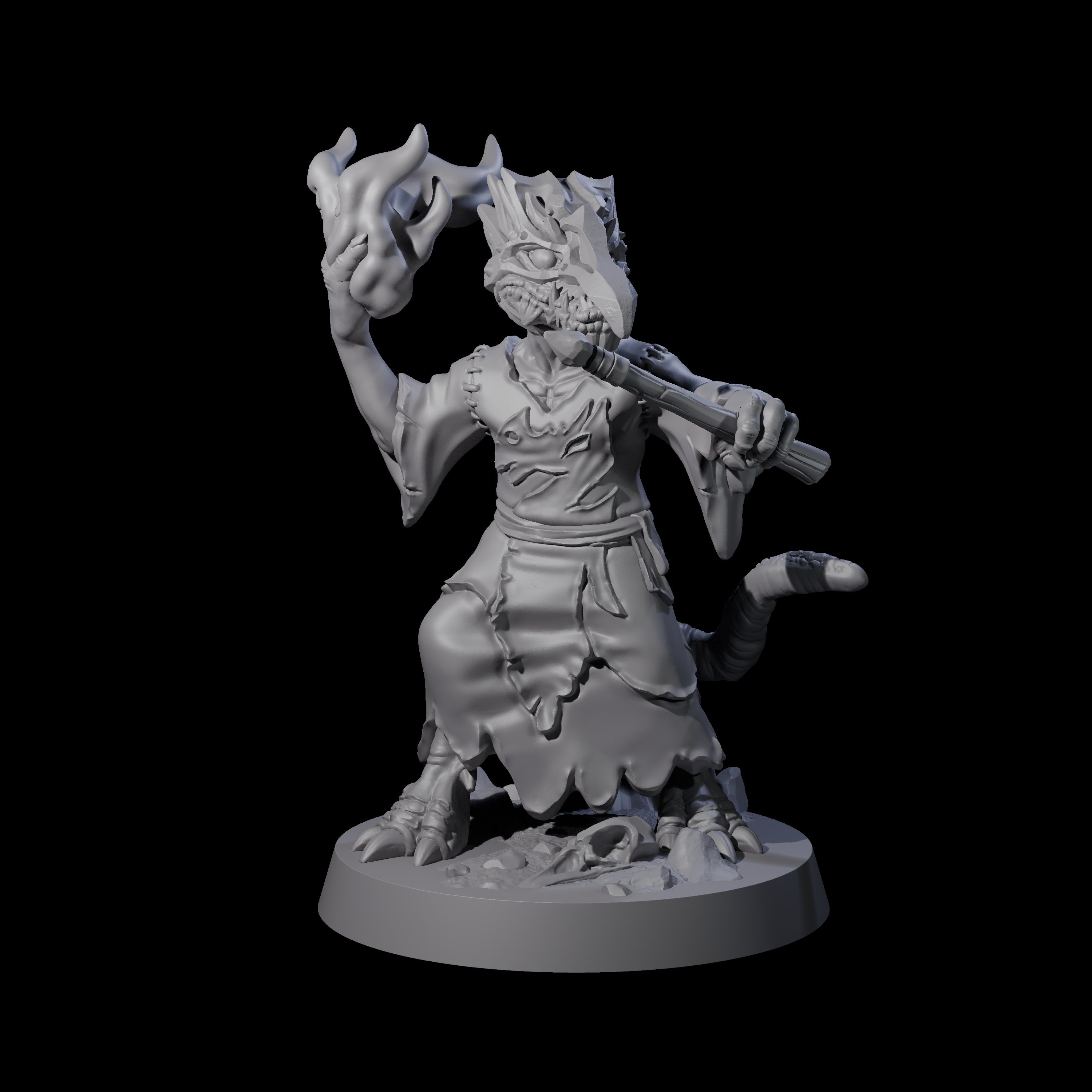 Connected Kobold Wizard Miniature for Dungeons and Dragons, Pathfinder or other TTRPGs