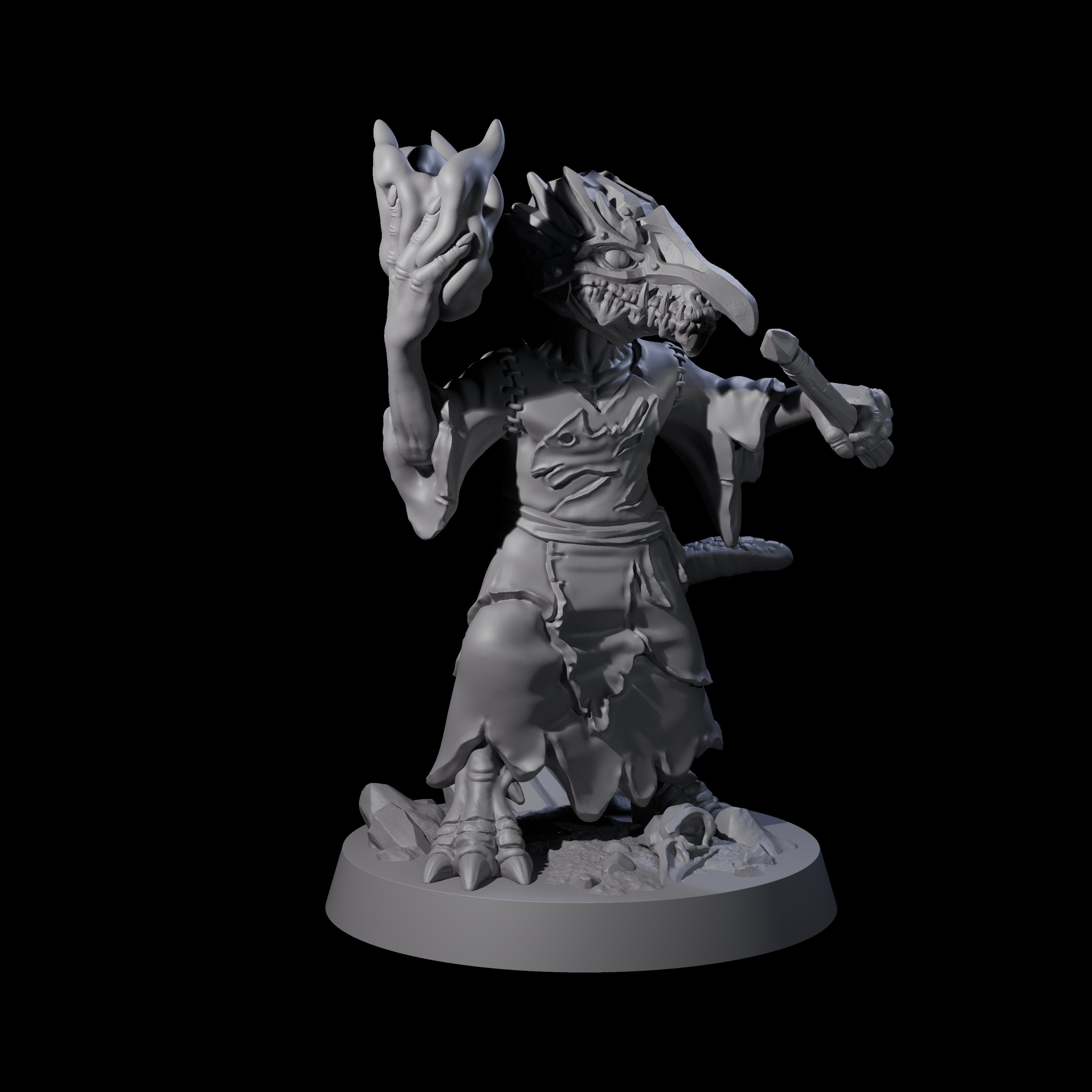 Connected Kobold Wizard Miniature for Dungeons and Dragons, Pathfinder or other TTRPGs