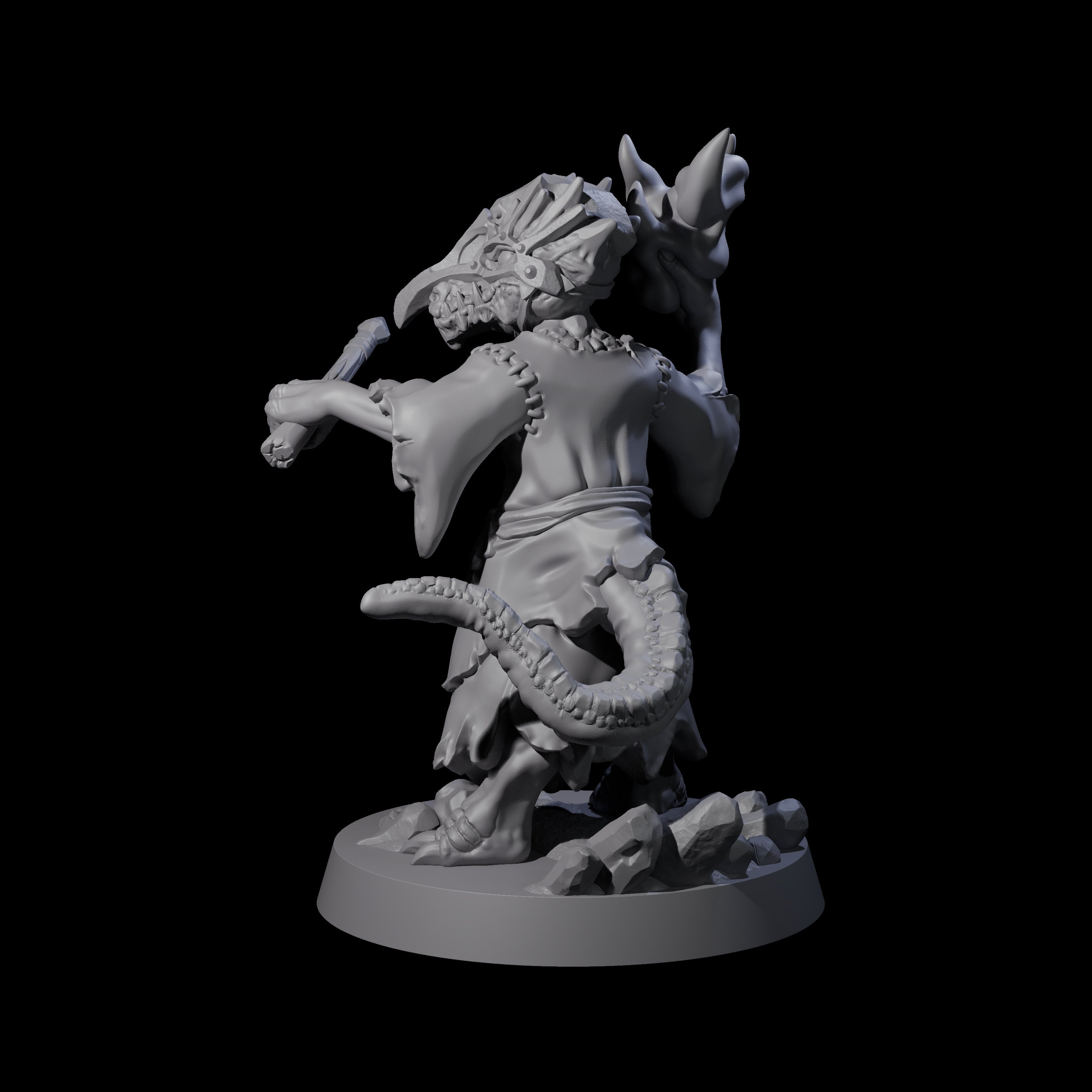 Connected Kobold Wizard Miniature for Dungeons and Dragons, Pathfinder or other TTRPGs