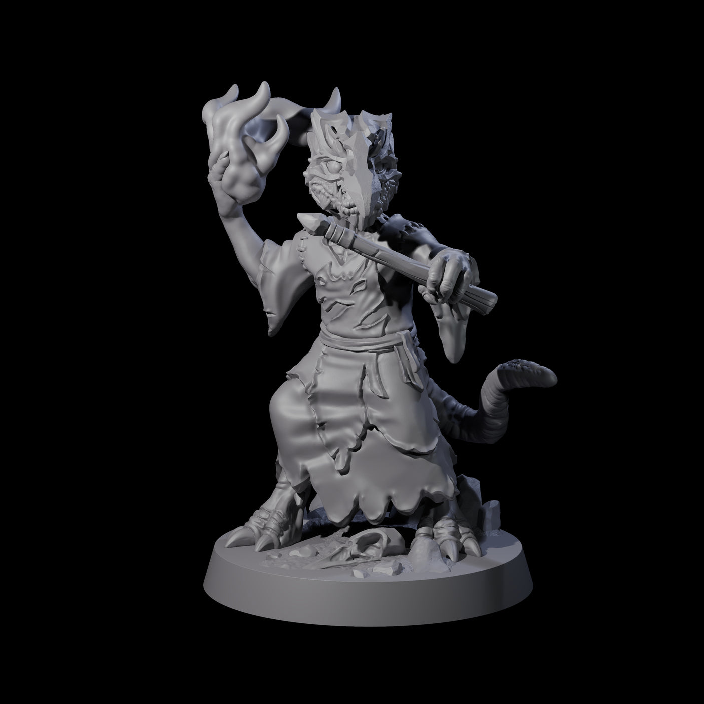 Connected Kobold Wizard Miniature for Dungeons and Dragons, Pathfinder or other TTRPGs