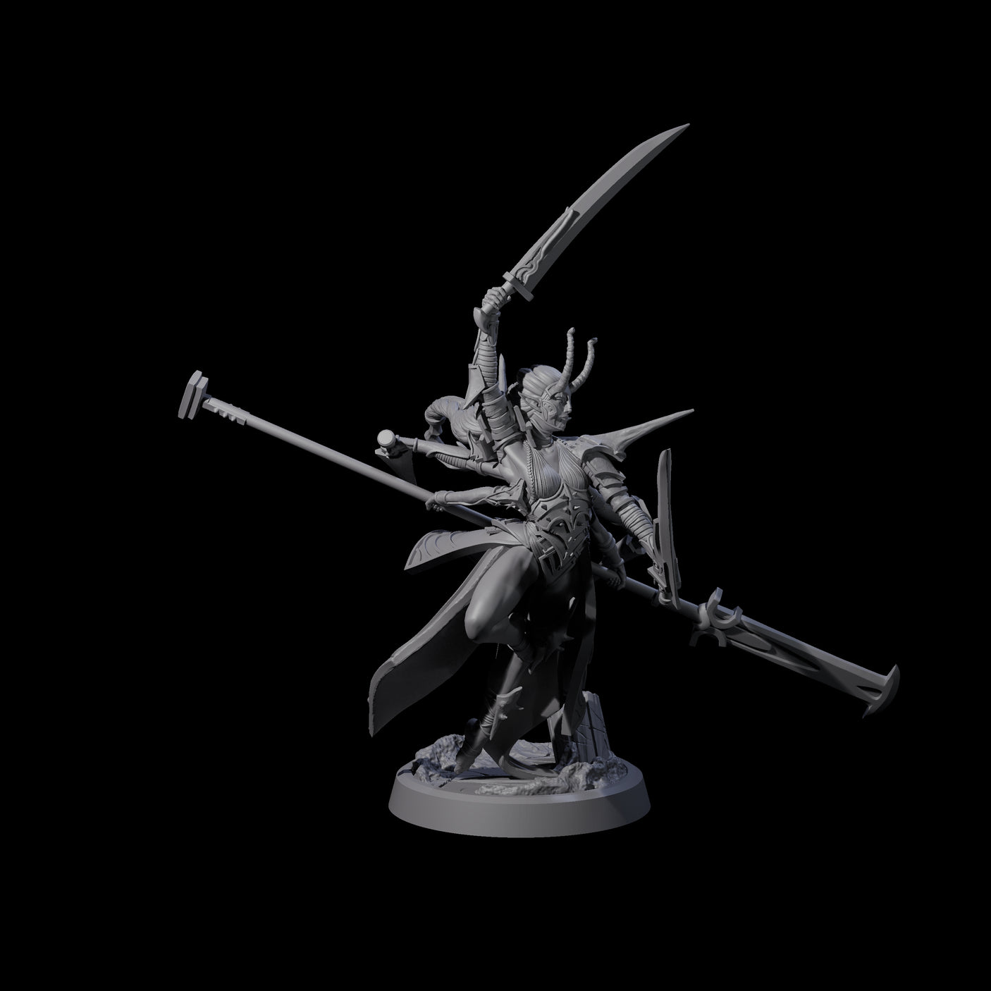 Corrupted Marilith A Miniature for Dungeons and Dragons, Pathfinder or other TTRPGs