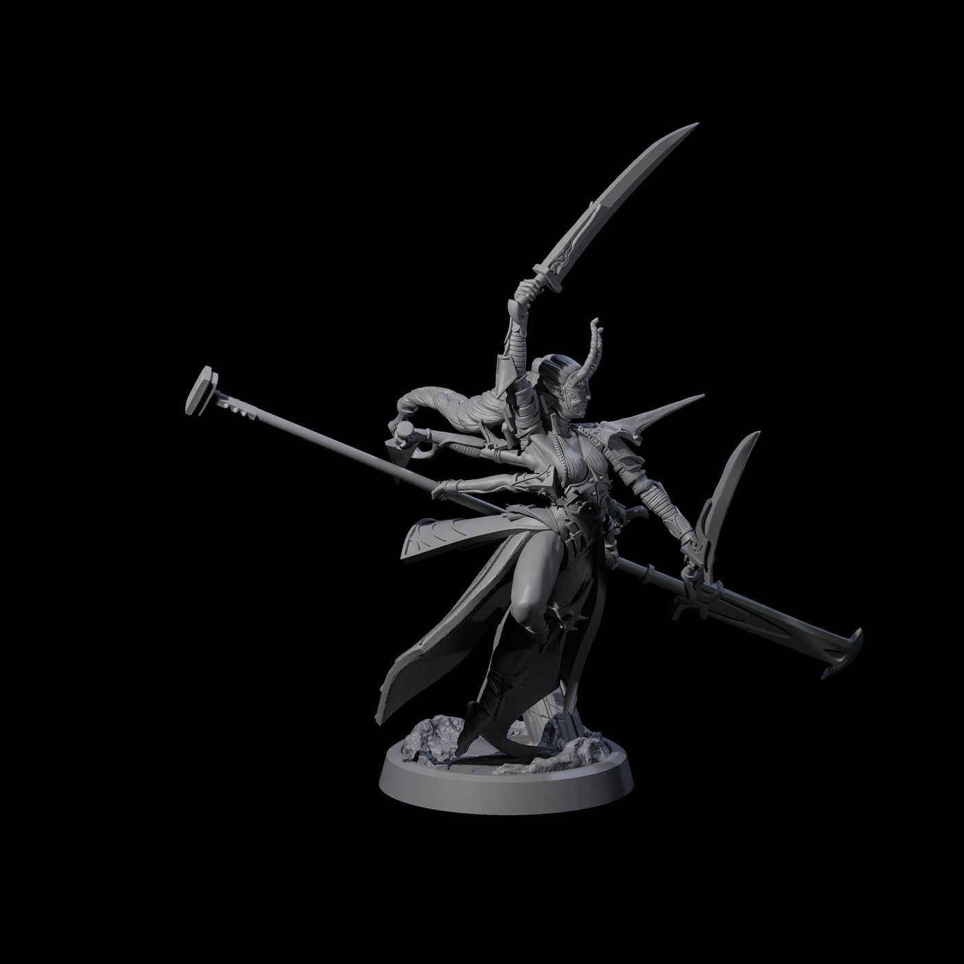 Corrupted Marilith A Miniature for Dungeons and Dragons, Pathfinder or other TTRPGs