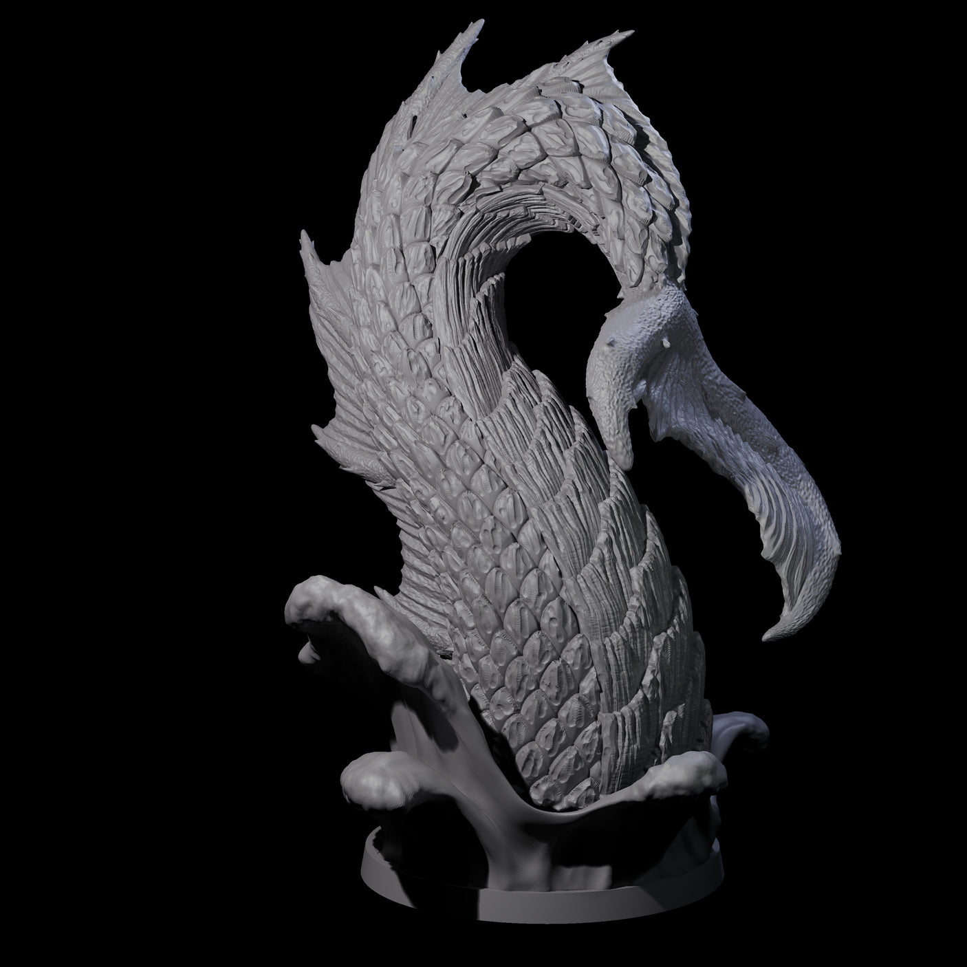 Crashing Sea Monster Tail B Miniature for Dungeons and Dragons, Pathfinder or other TTRPGs
