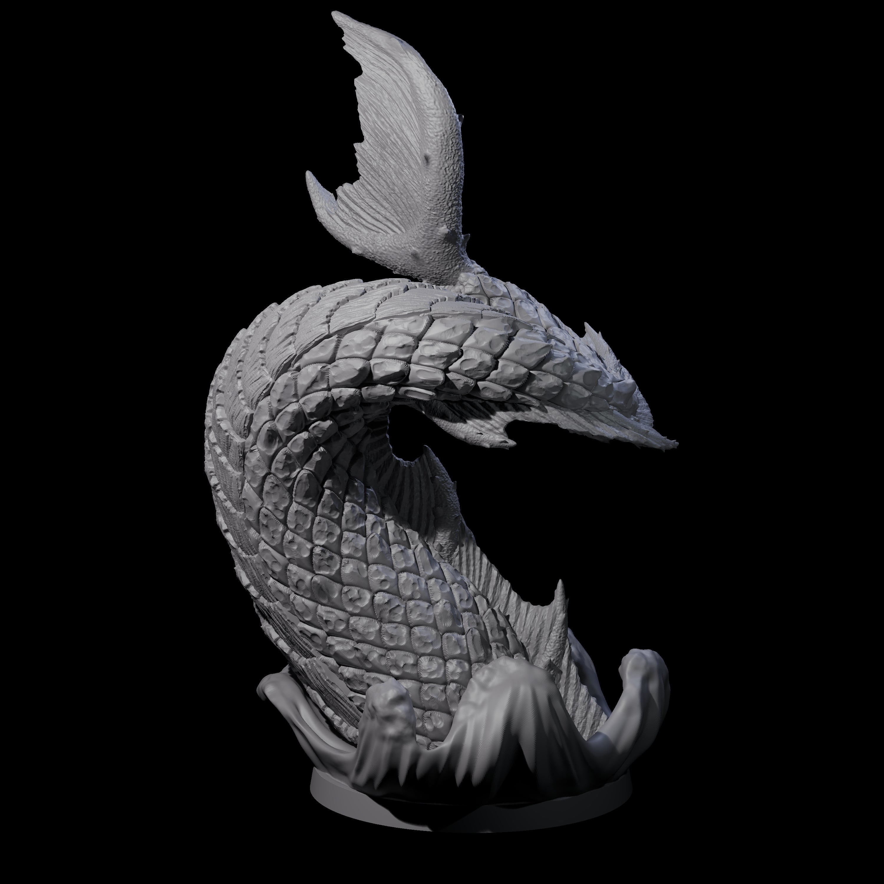 Crashing Sea Monster Tail C Miniature for Dungeons and Dragons, Pathfinder or other TTRPGs