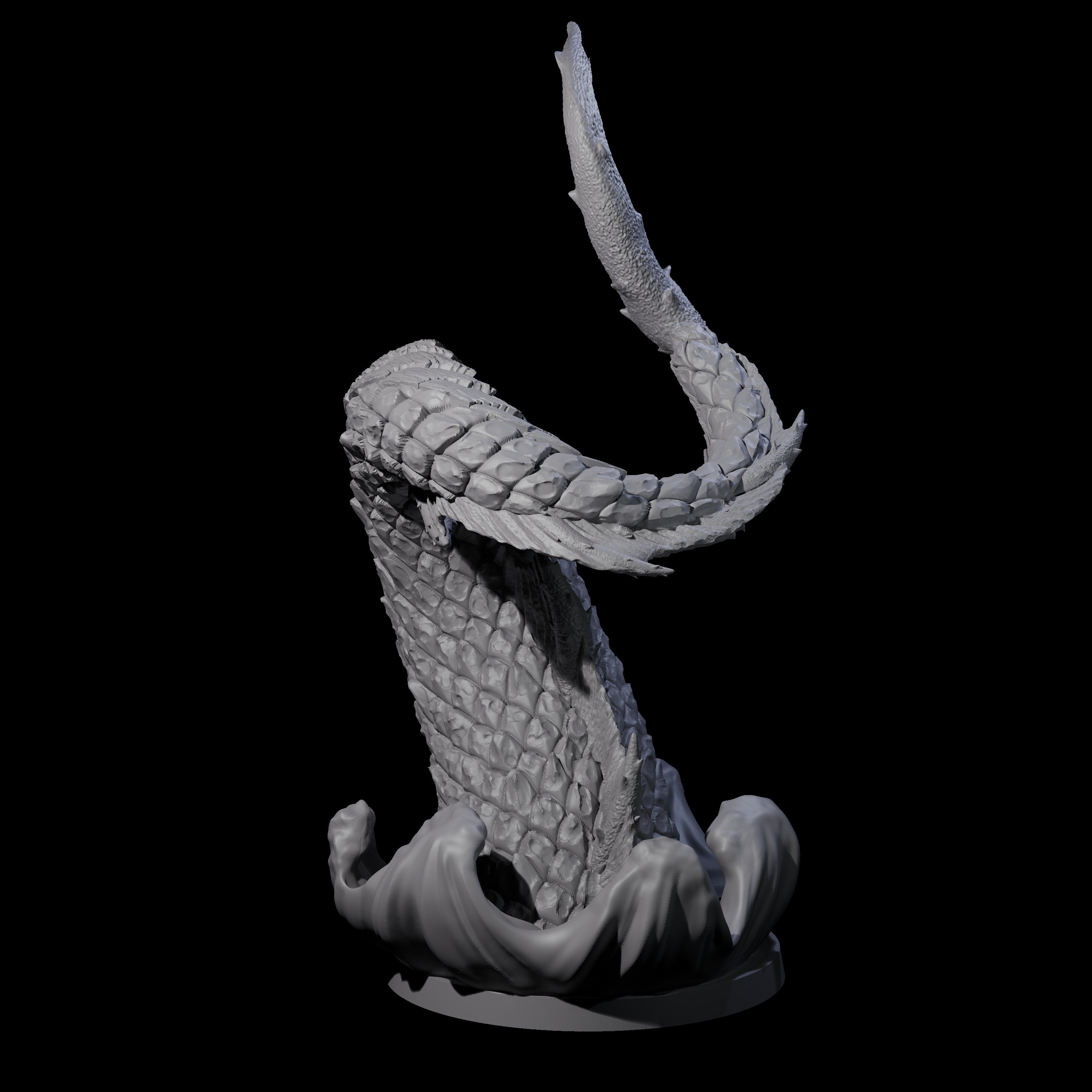 Crashing Sea Monster Tail C Miniature for Dungeons and Dragons, Pathfinder or other TTRPGs